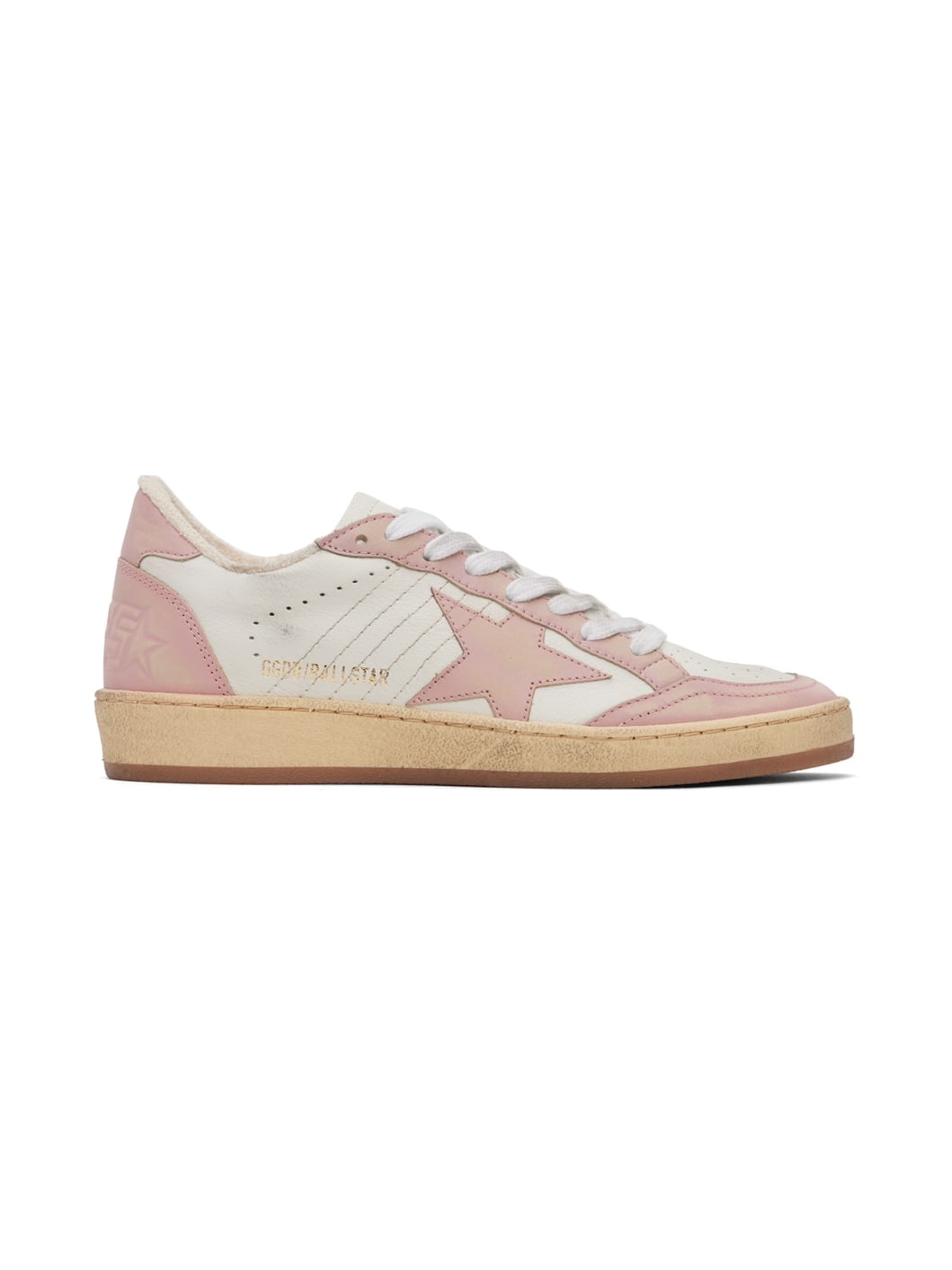 White & Pink Ball Star Sneakers - 1