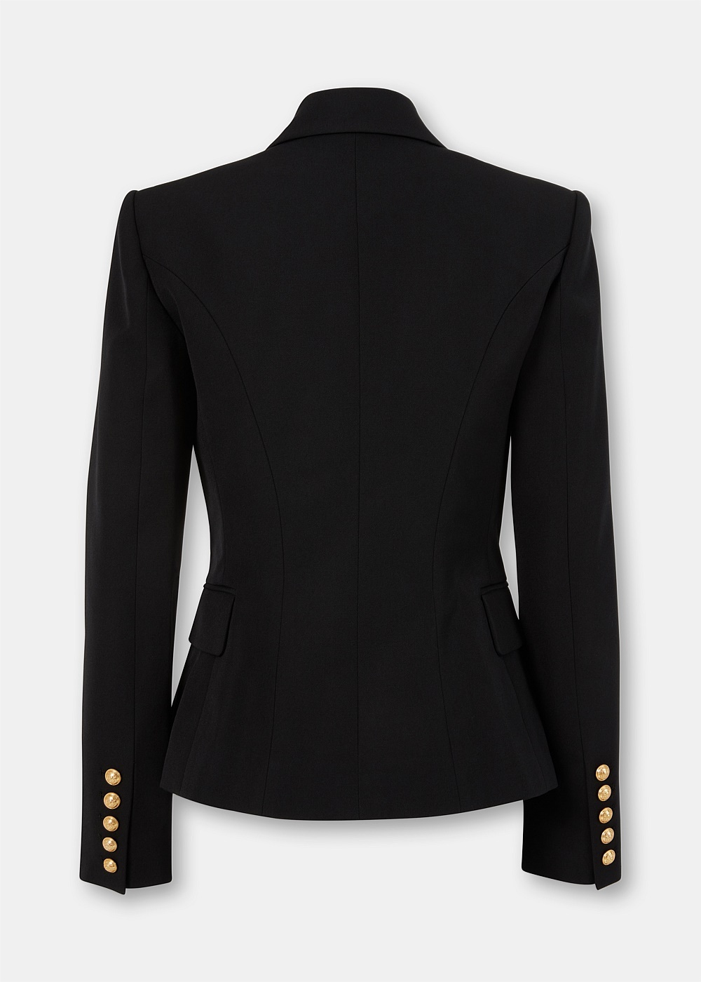 Black Double Breasted Wool Blazer - 6