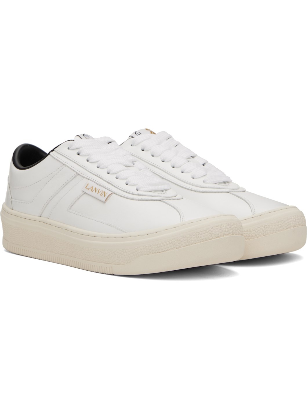 White '' Cash Leather Sneakers - 4