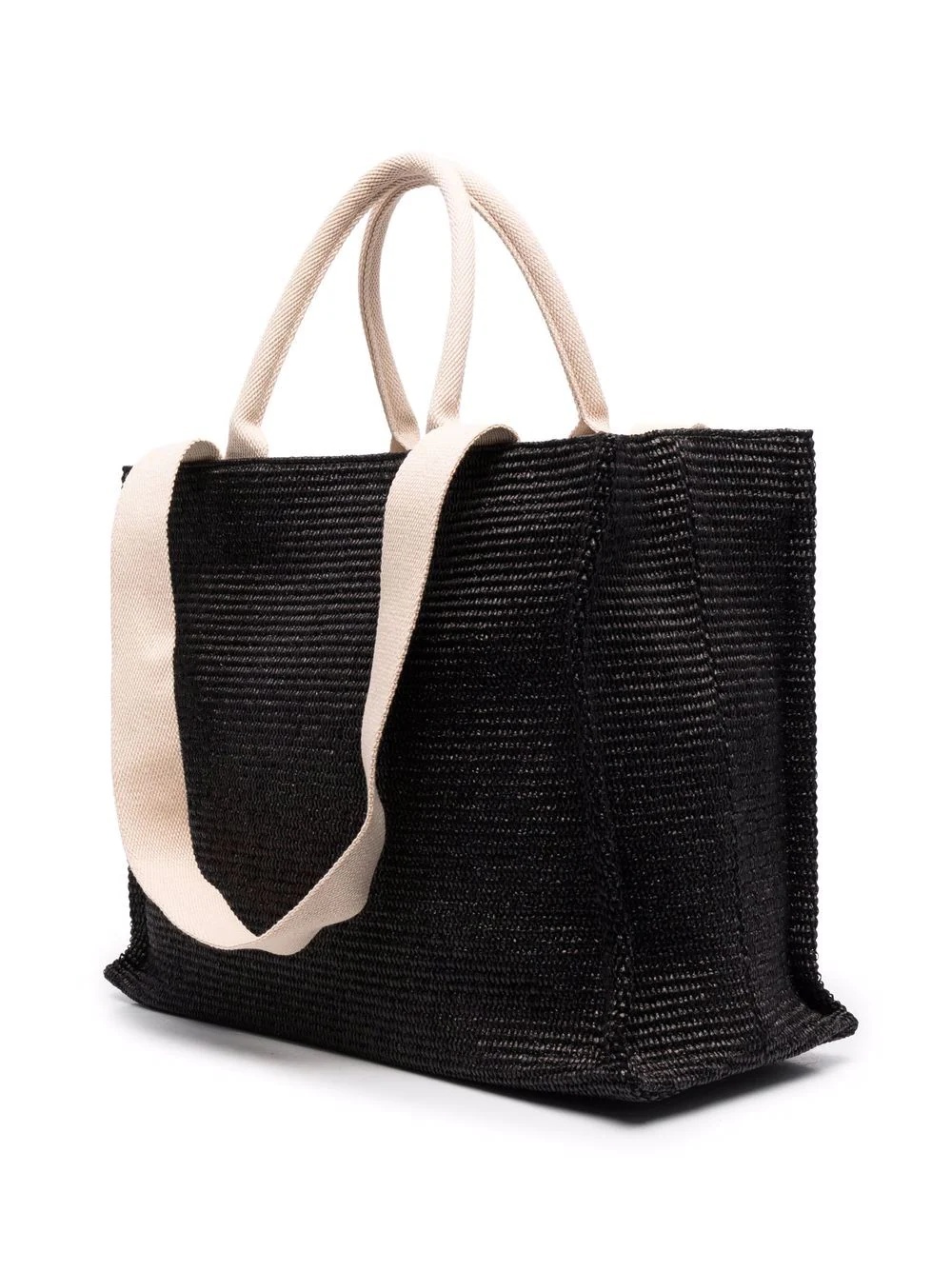logo-embroidered raffia tote bag - 3