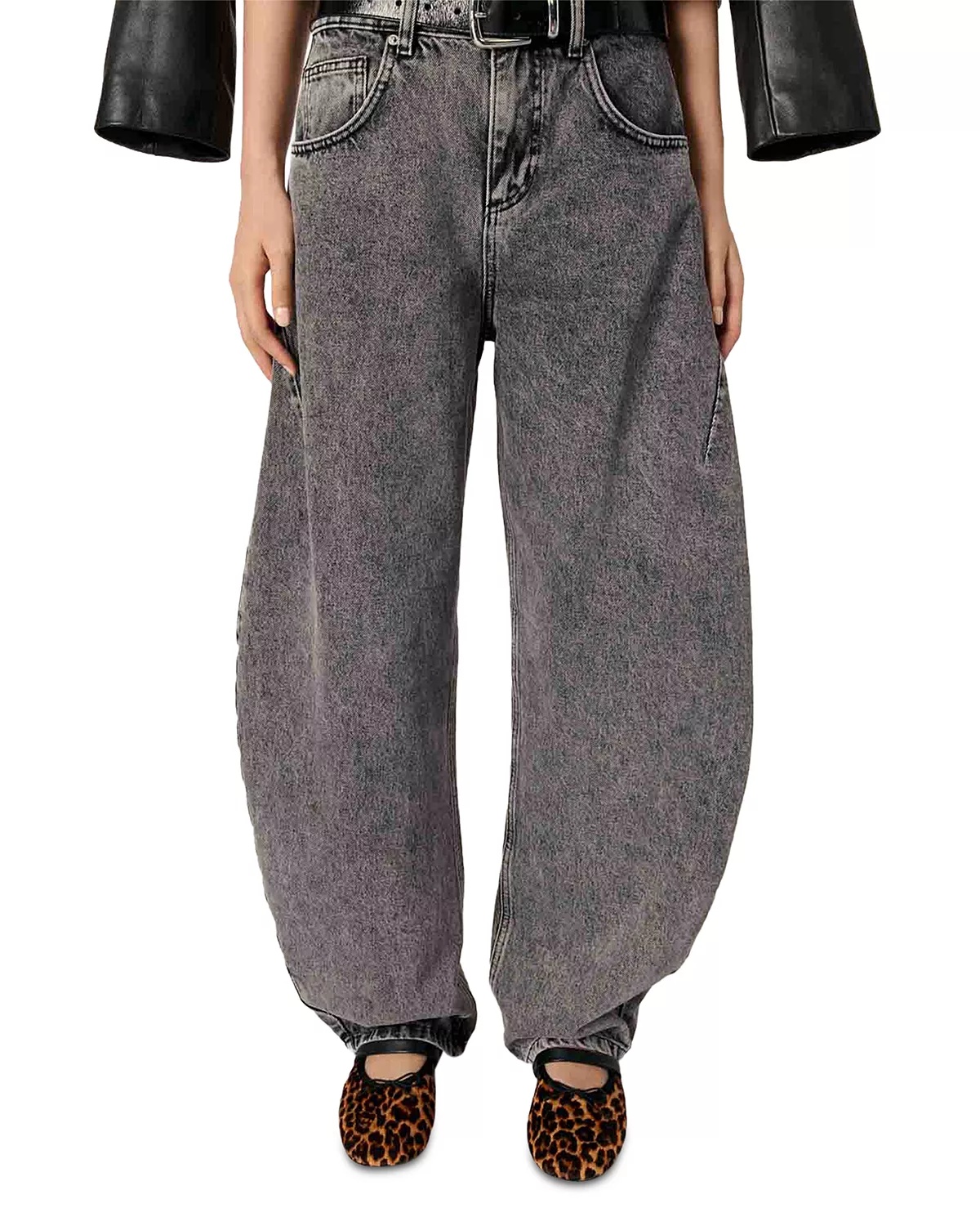High Rise Balloon Leg Jeans in Grey - 1