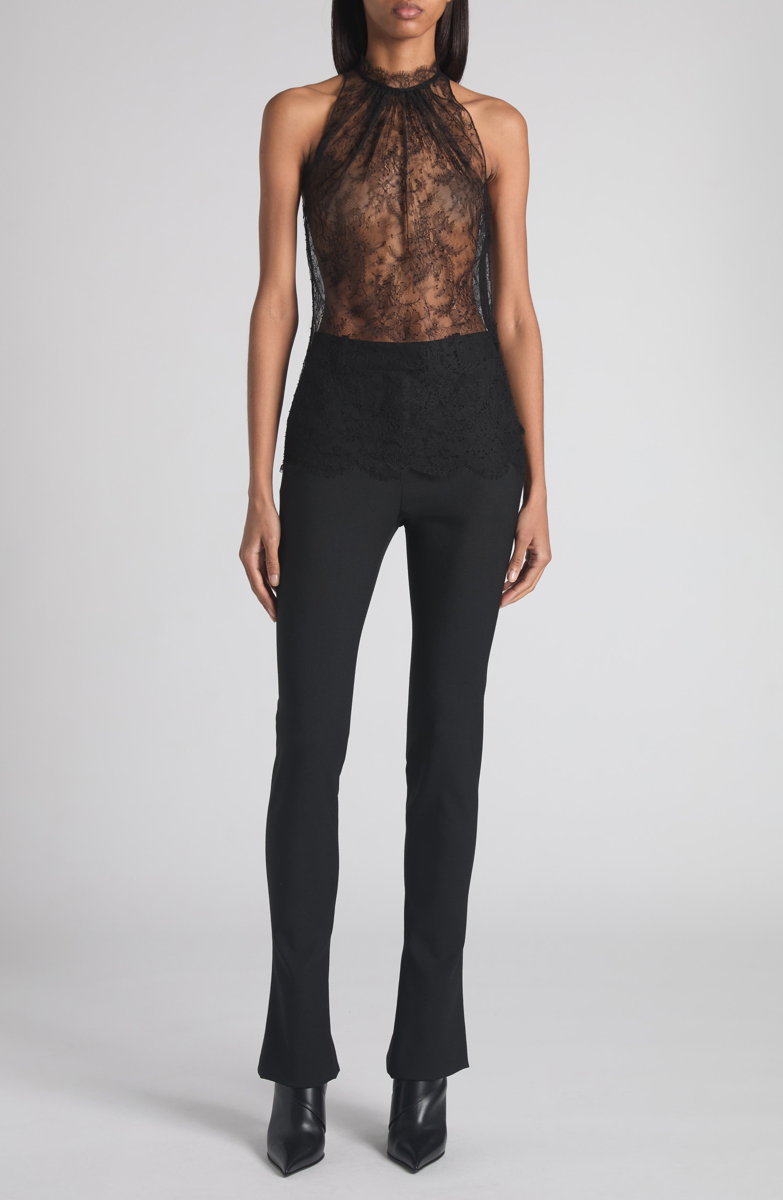 McQueen Sleeveless Sheer Floral Lace Top in Black at Nordstrom - 2