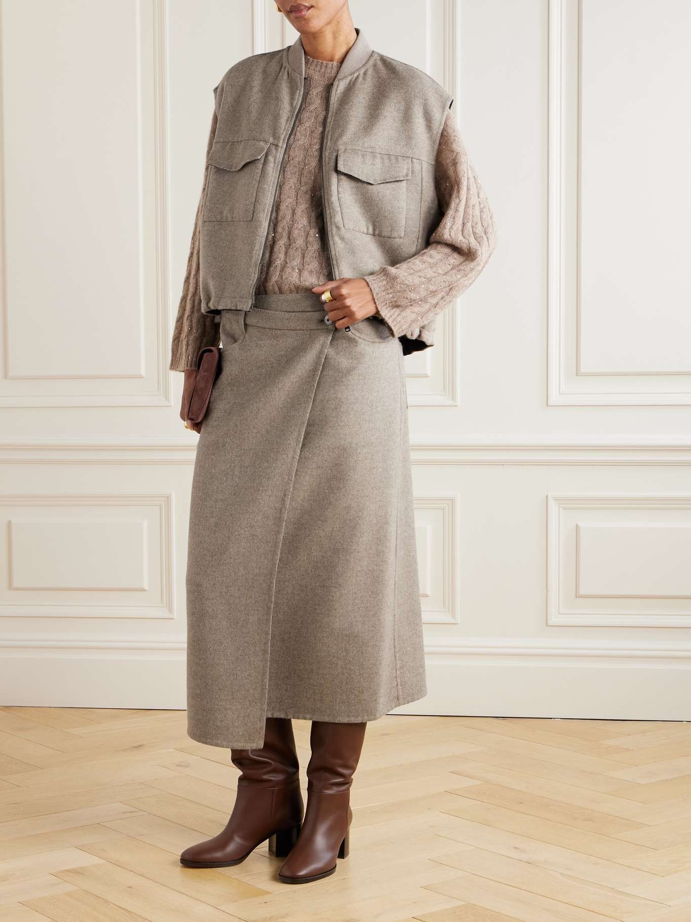 Wool-flannel vest Beige - 2