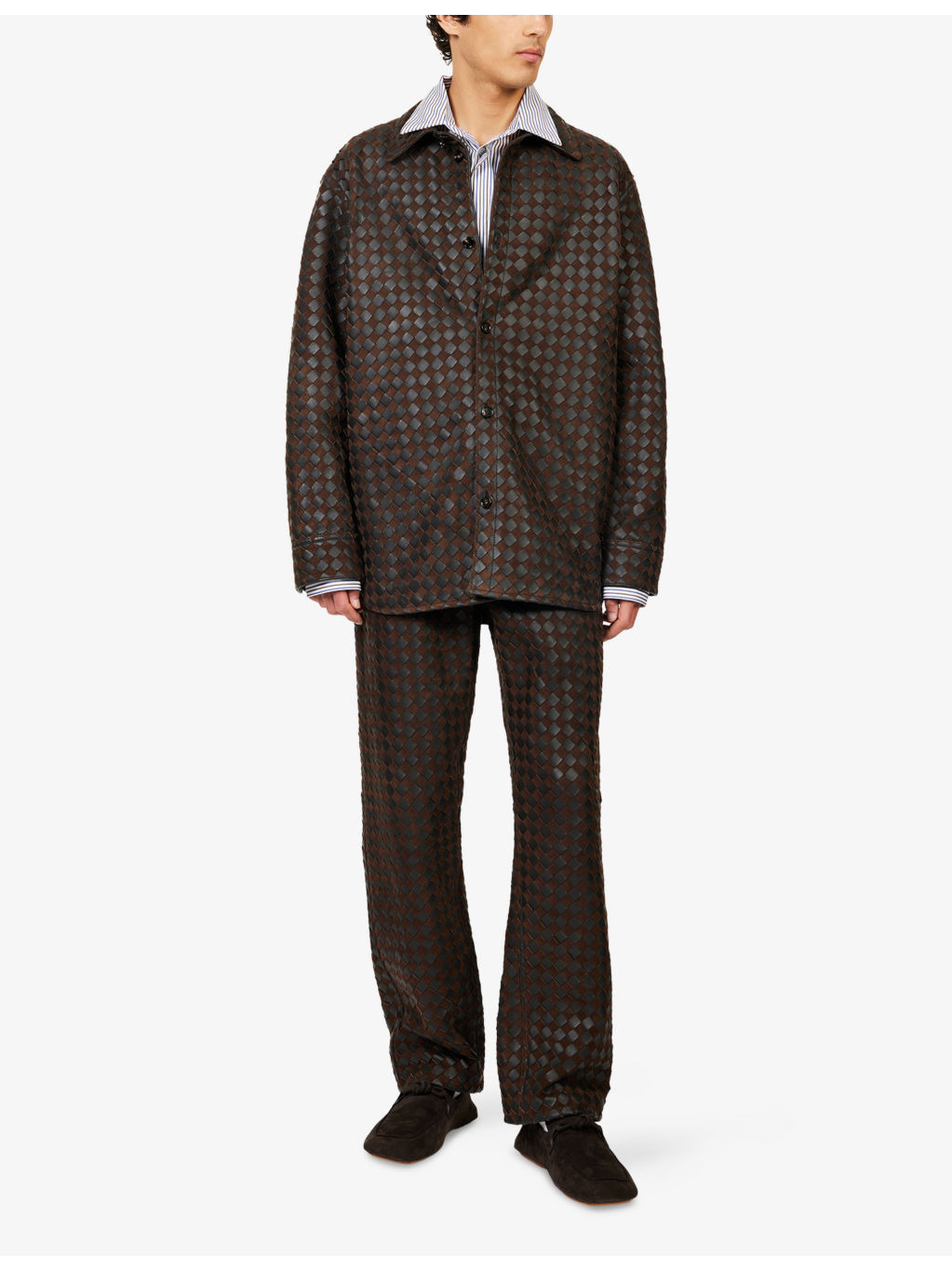 Relaxed-Fit Intrecciato Leather Shirt - 2