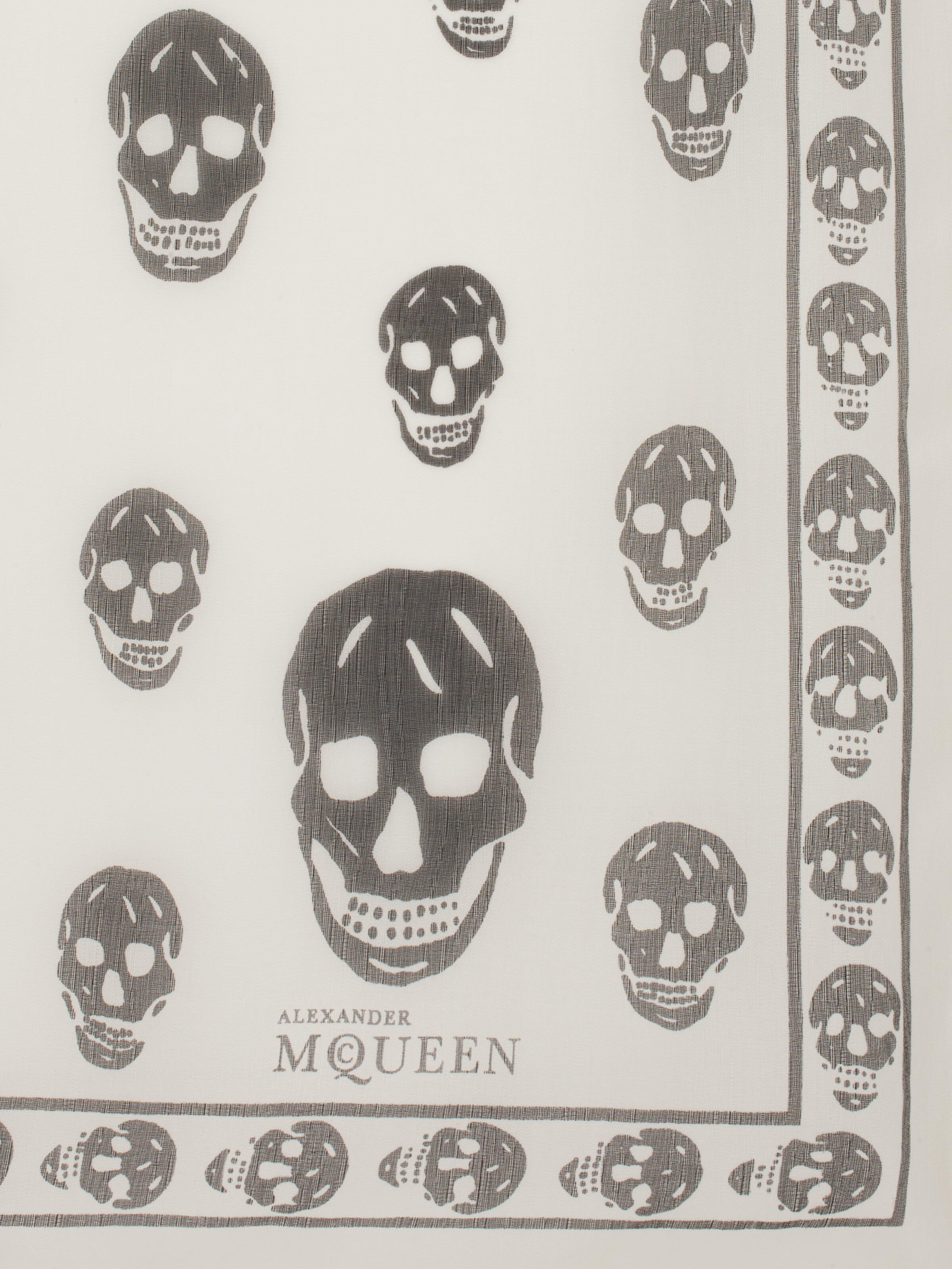 Classic Silk Blend Skull Scarf in White - 3