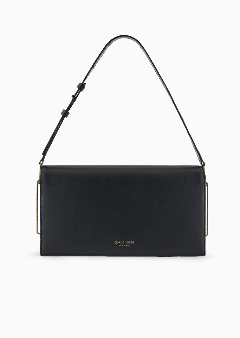 Polished leather baguette bag 1