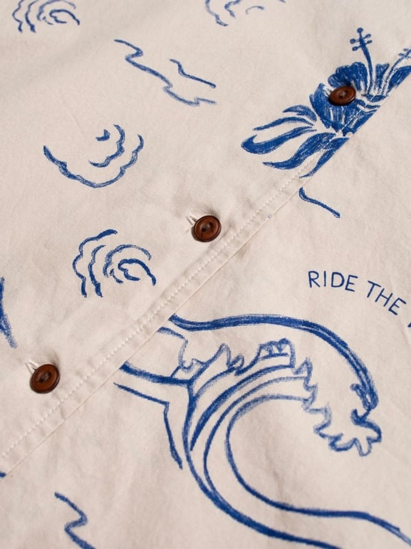 Moa Waves Hawaii Shirt Ecru 5