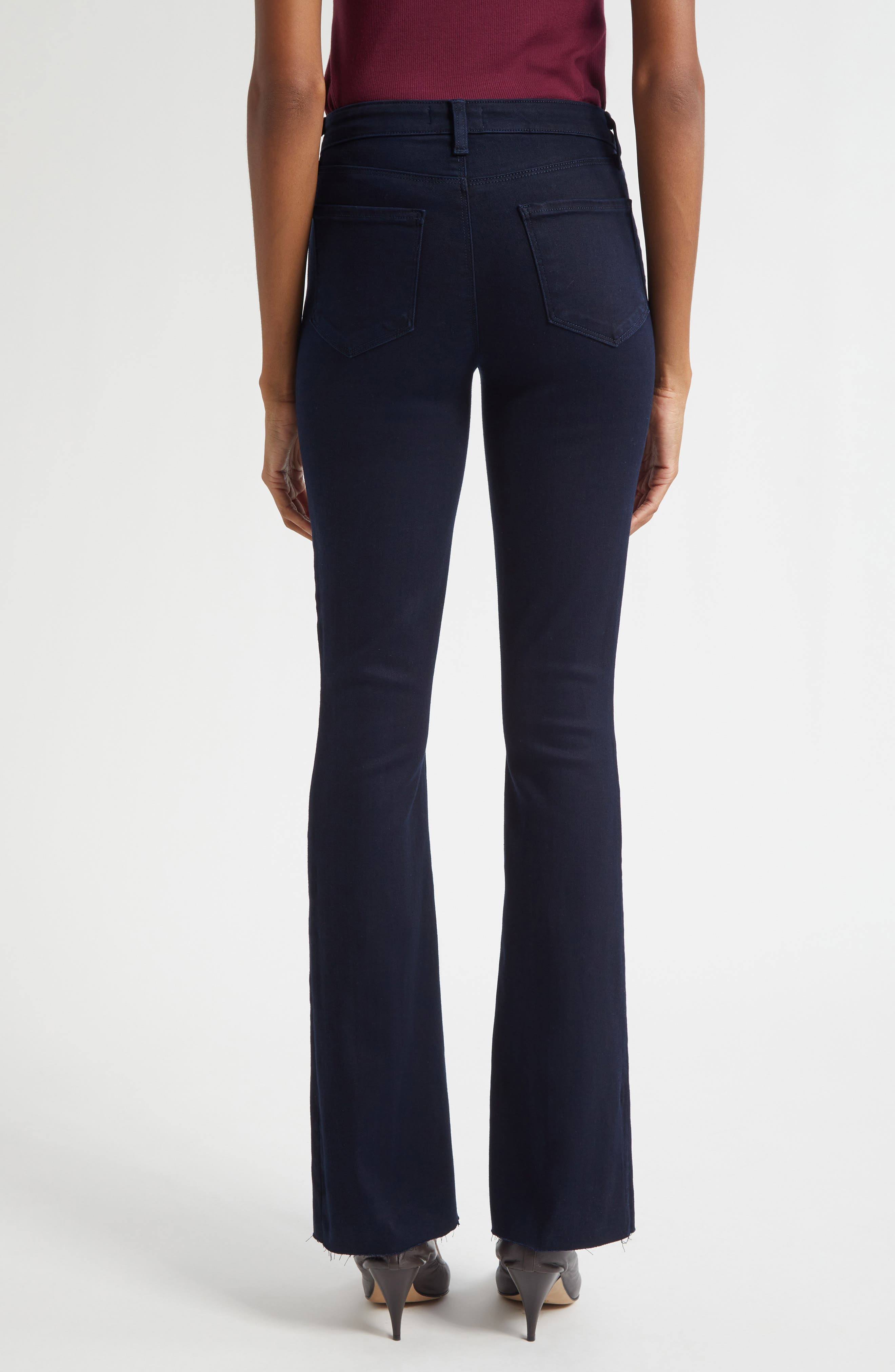 L'AGENCE Ruth High Waist Raw Hem Straight Leg Jeans in Metro at Nordstrom - 3