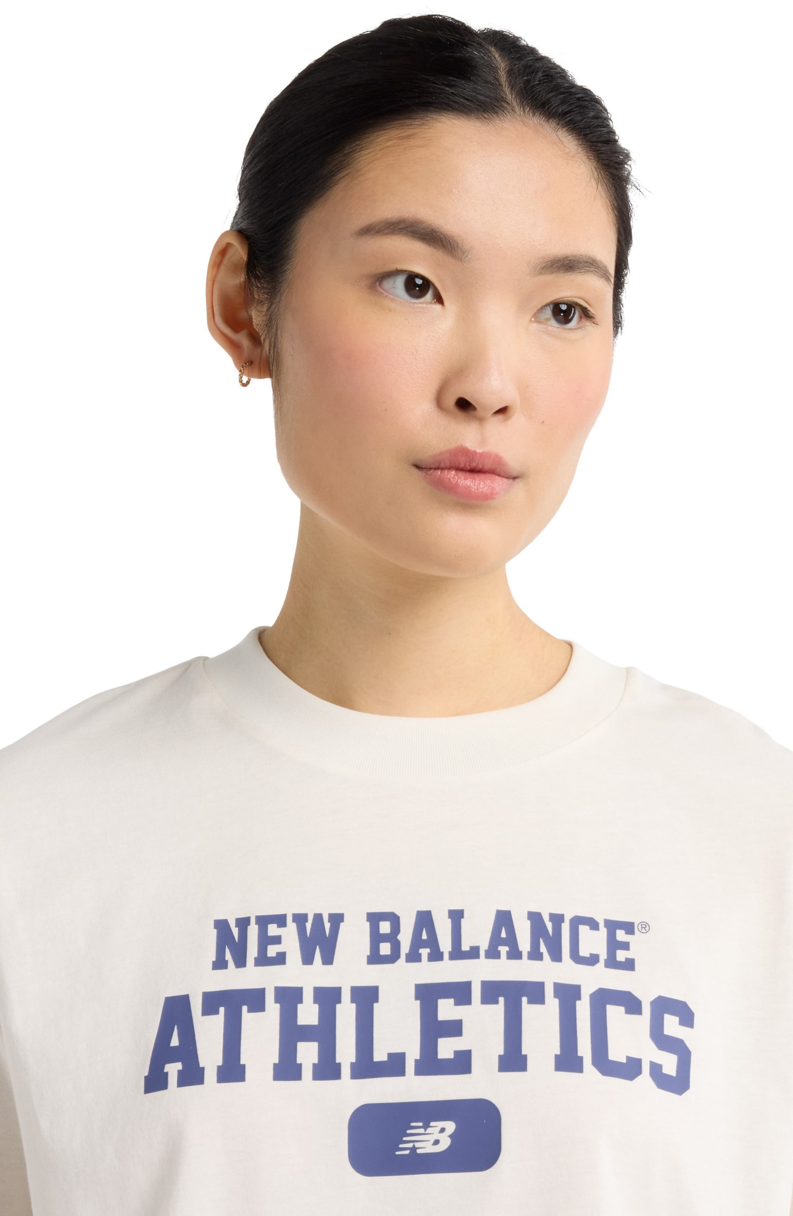 New Balance Heritage Relaxed Crop Logo Graphic T-Shirt in Sea Salt at Nordstrom - 9