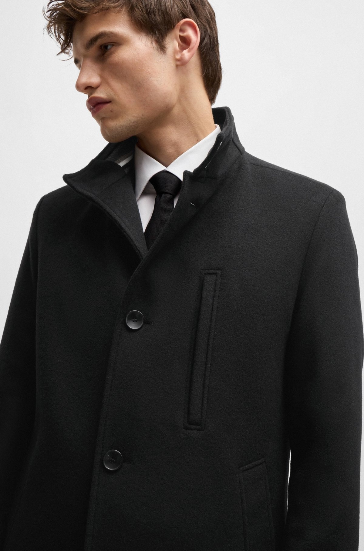 SLIM-FIT COAT IN WOOL AND CASHMERE - 3
