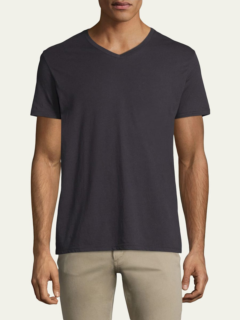 Vince Short-Sleeve V-Neck Jersey T-Shirt, Gray outlook