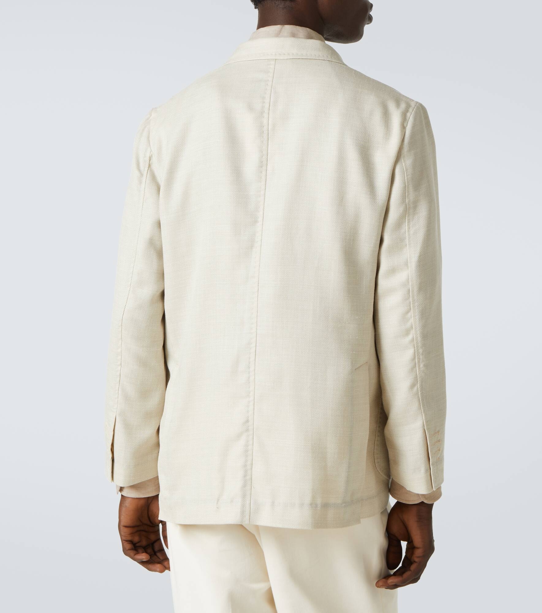 Herringbone wool, silk, and linen blazer - 4