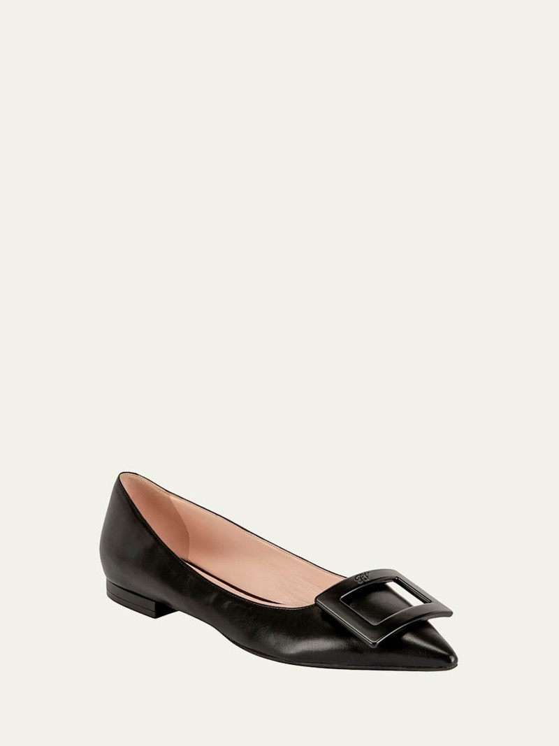 Roger Vivier Gommettine Leather Ballet Flats with Tonal Buckle outlook