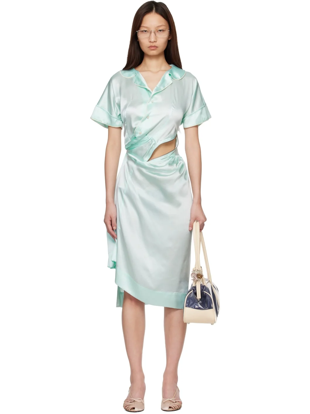 Blue Unzipped Midi Dress - 1