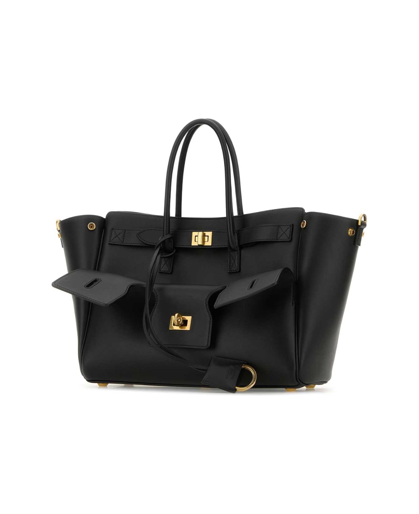Black Leather Small Carry All Bel Air Shopping Bag - 2