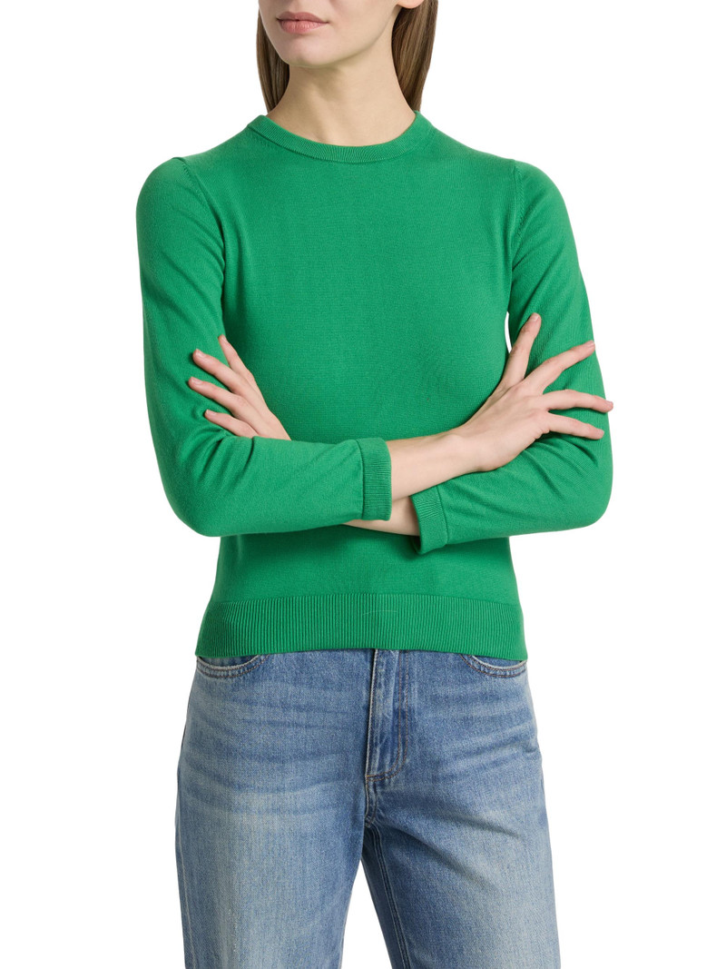 Women's Porla Mixed-Media Collared Sweater - Green Apple Carolina Blue 6