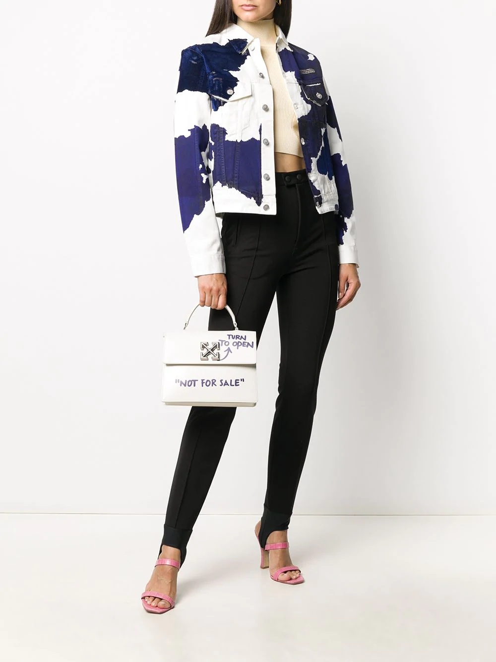 cow print denim jacket - 2