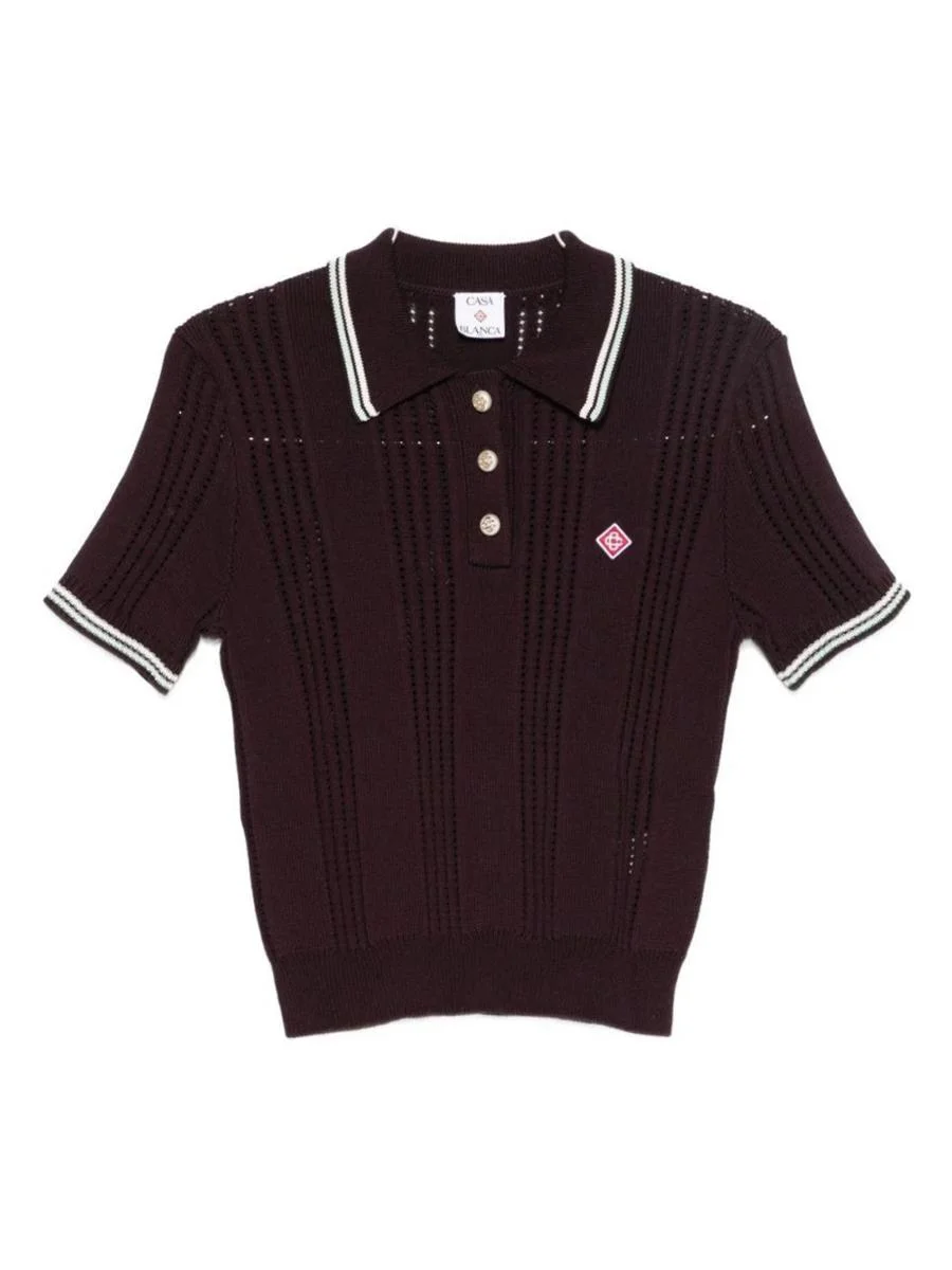 Casablanca Perforated Polo Shirt With Logo - 1