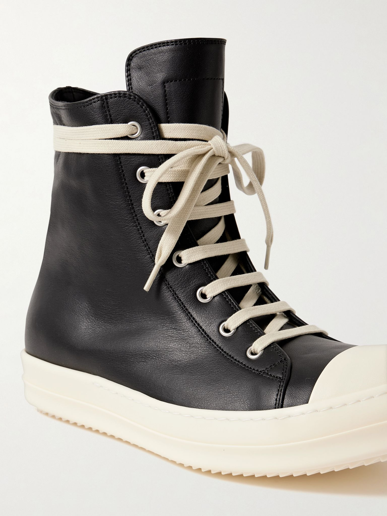 Leather High-Top Sneakers Black - 5