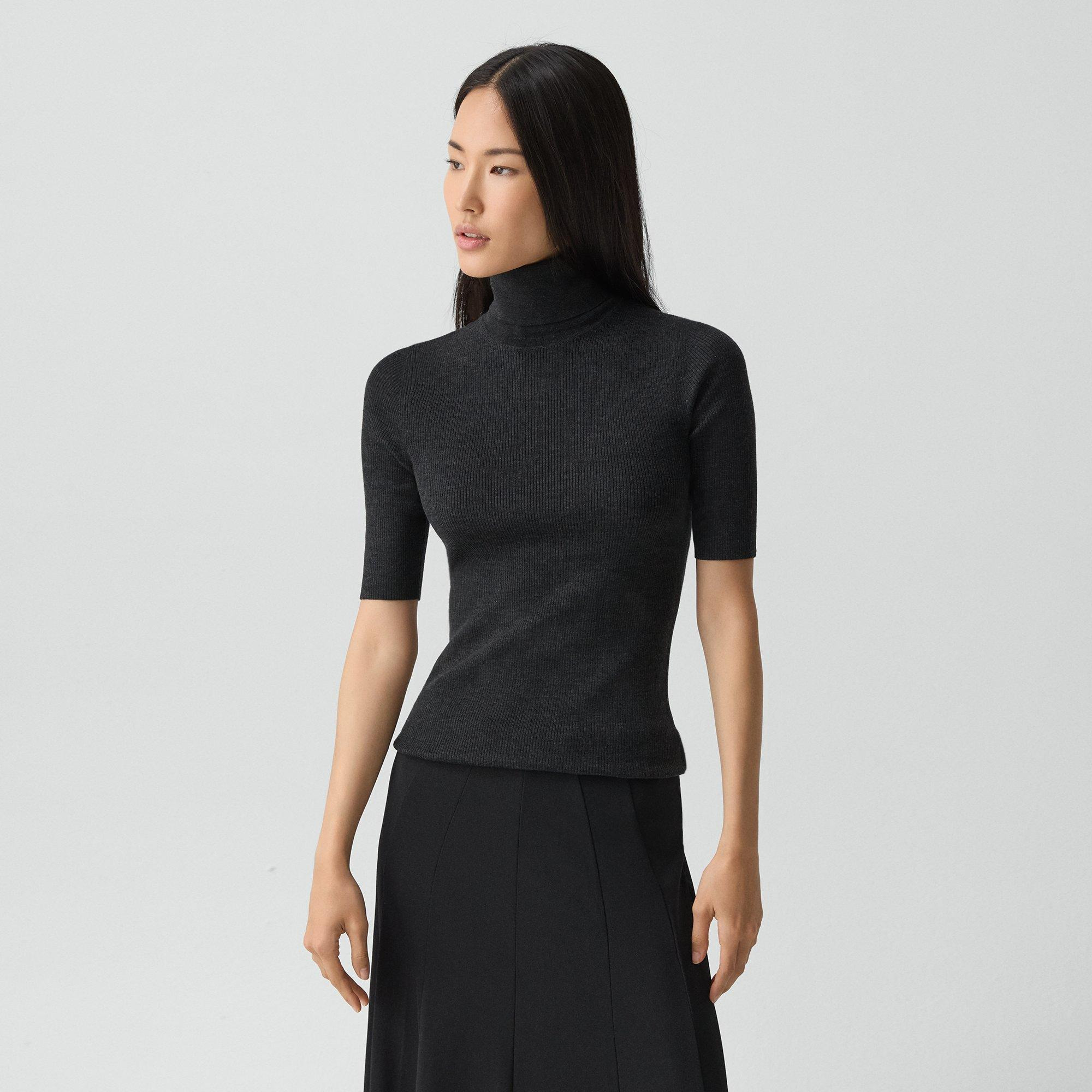 Leenda Short-Sleeve Turtleneck in Regal Wool - 2