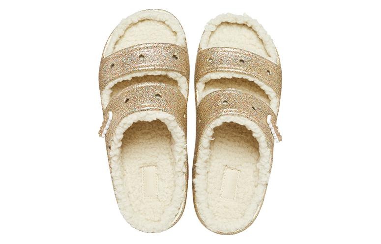 (WMNS) Crocs Classic Cozzzy Glitter Sandals 'Multi Gold' 208124-93S - 5