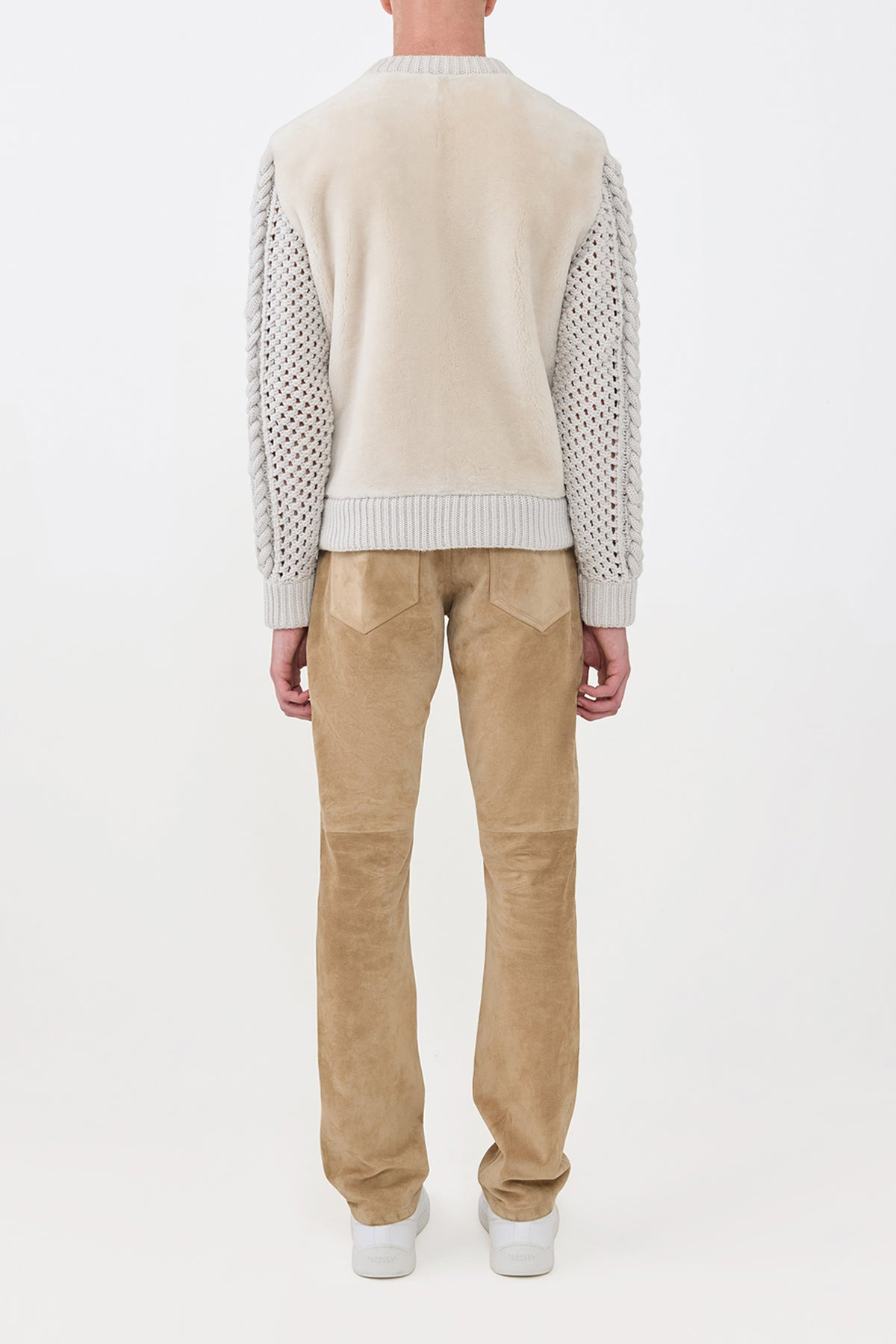 Talus Knit Pullover in Ivory Cashmere & Shearling - 5