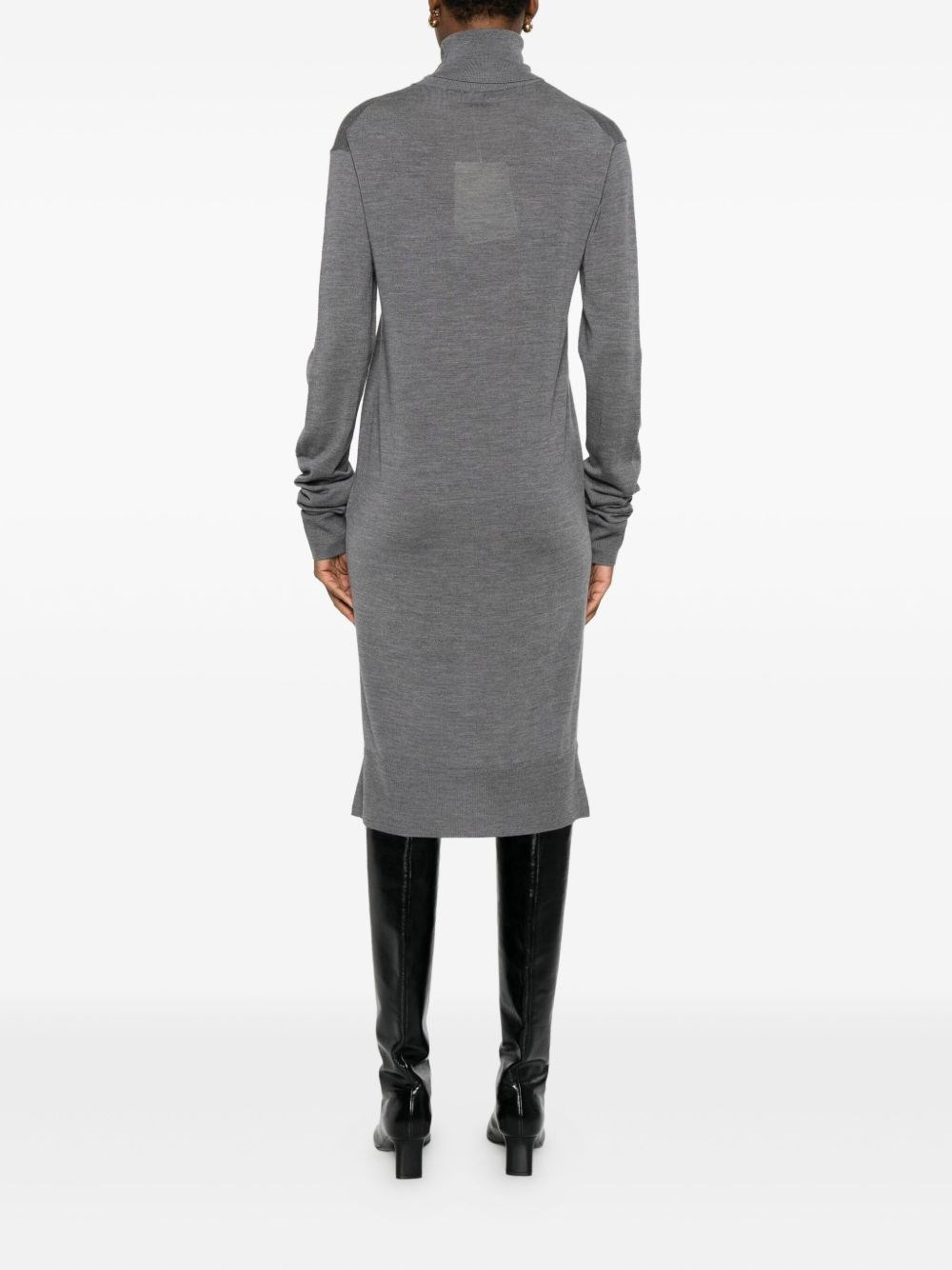 Wool turtle-neck midi dress - 5