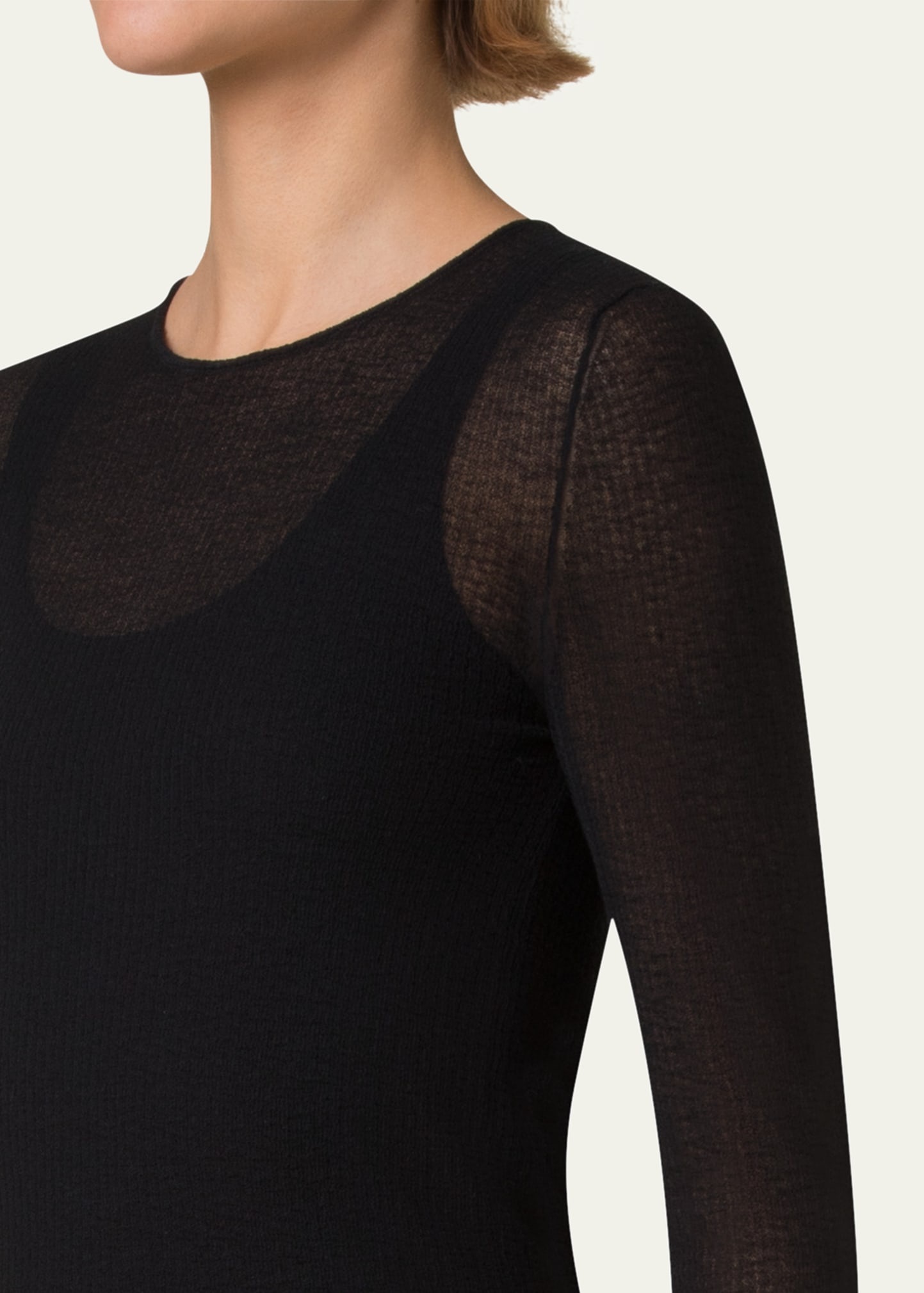 Structured Double Layer Cotton-Blend Sweater - 5