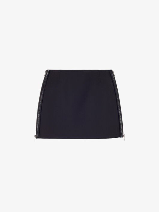 MINI SKIRT IN WOOL AND MOHAIR WITH ZIPS - 1