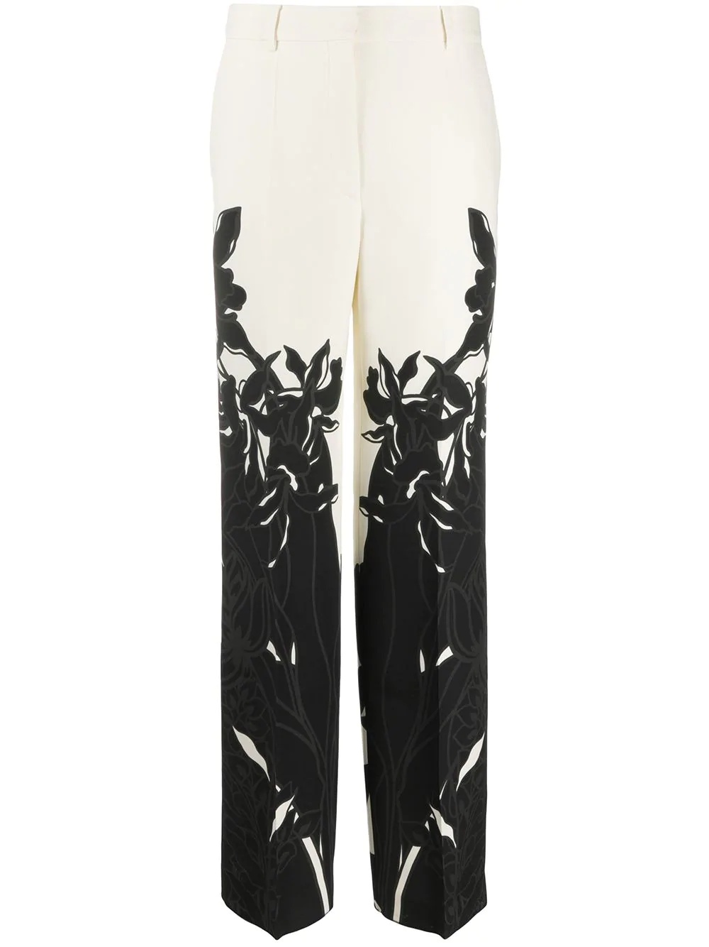 floral-print high-waisted trousers - 1