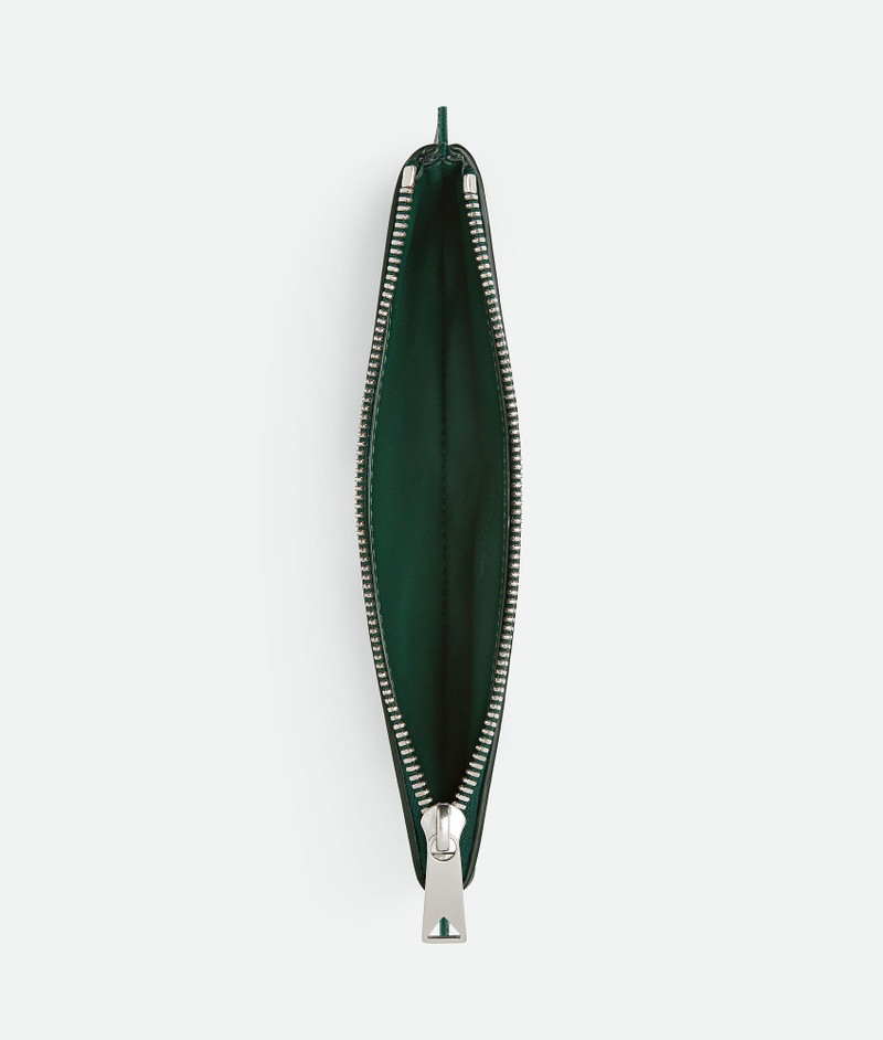 Bottega Veneta Intrecciato check bicolor leather pencil case with dragon crest detail outlook