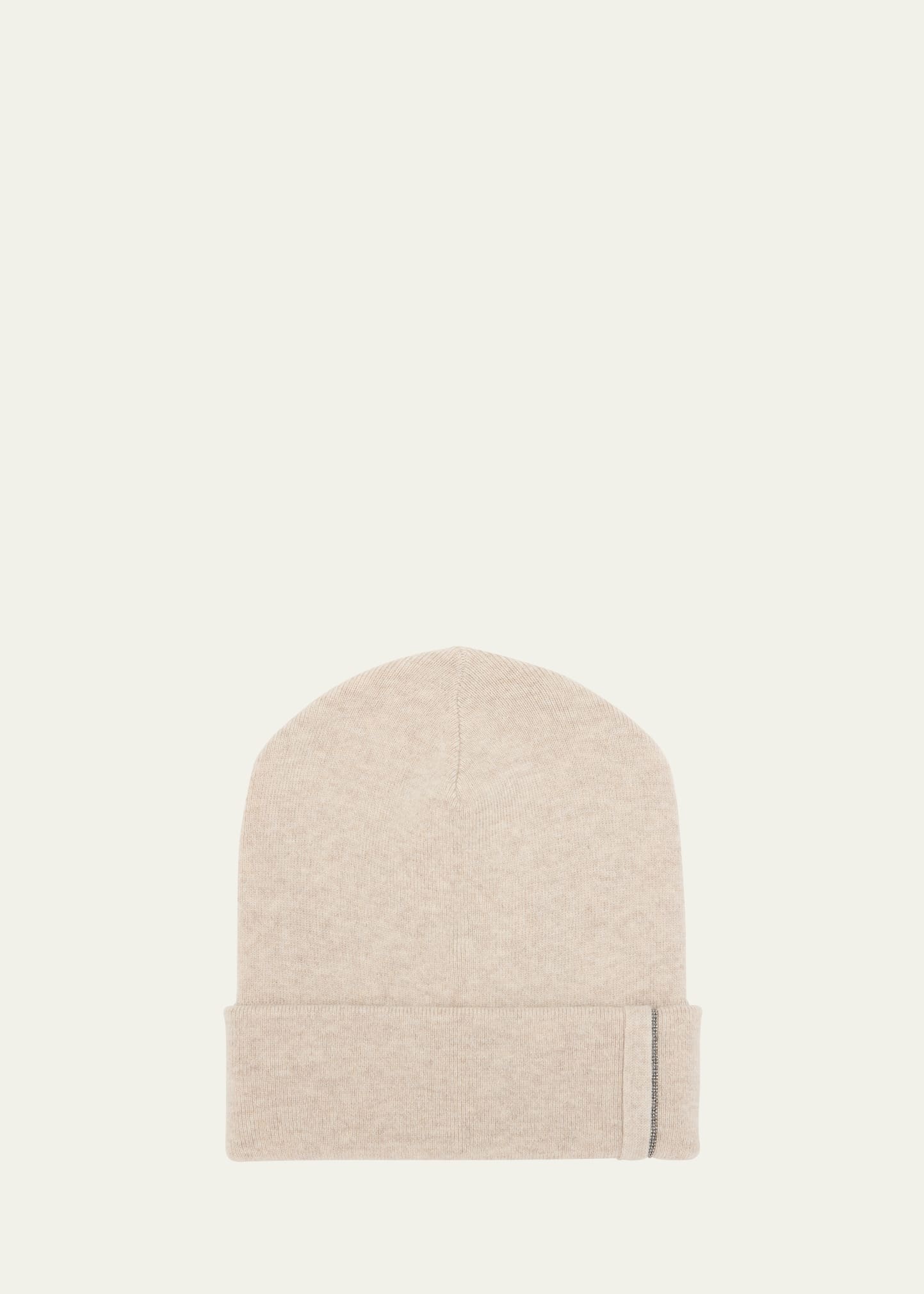 Monili-Trim Cashmere Beanie Hat - 1