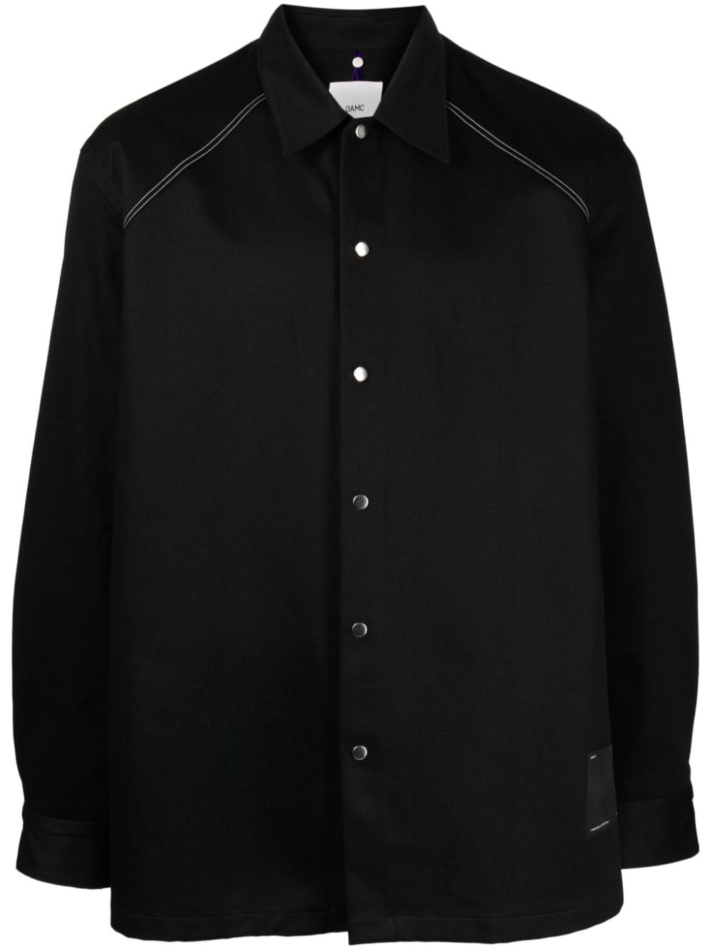 contrast-stitching button-up shirt - 1