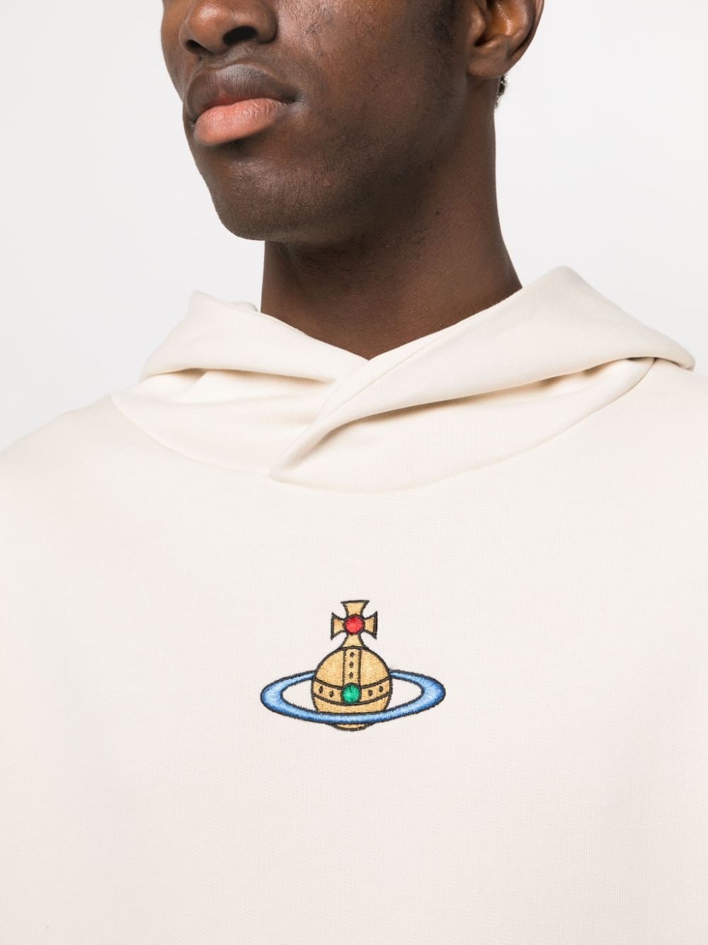 Orb-embroidered cotton hoodie - 5