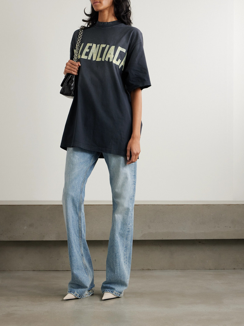 BALENCIAGA Oversized Distressed Printed Cotton-jersey T-shirt outlook