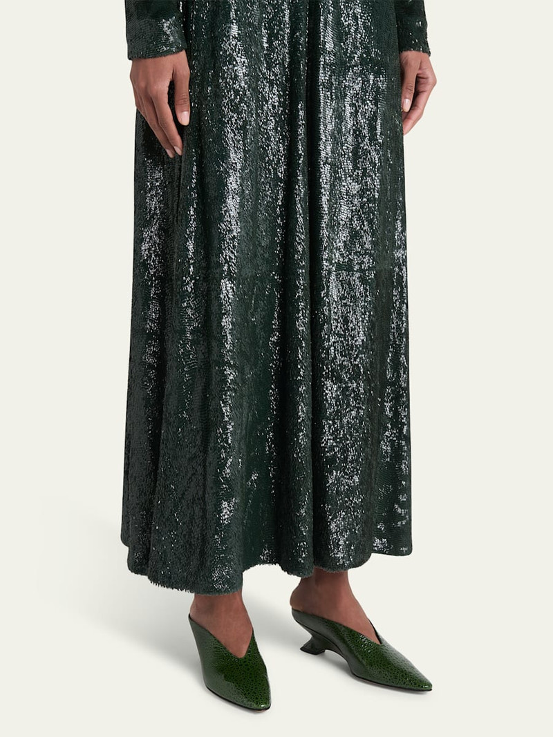 Bottega Veneta Frog-Print Leather Kitten-Heel Mules outlook