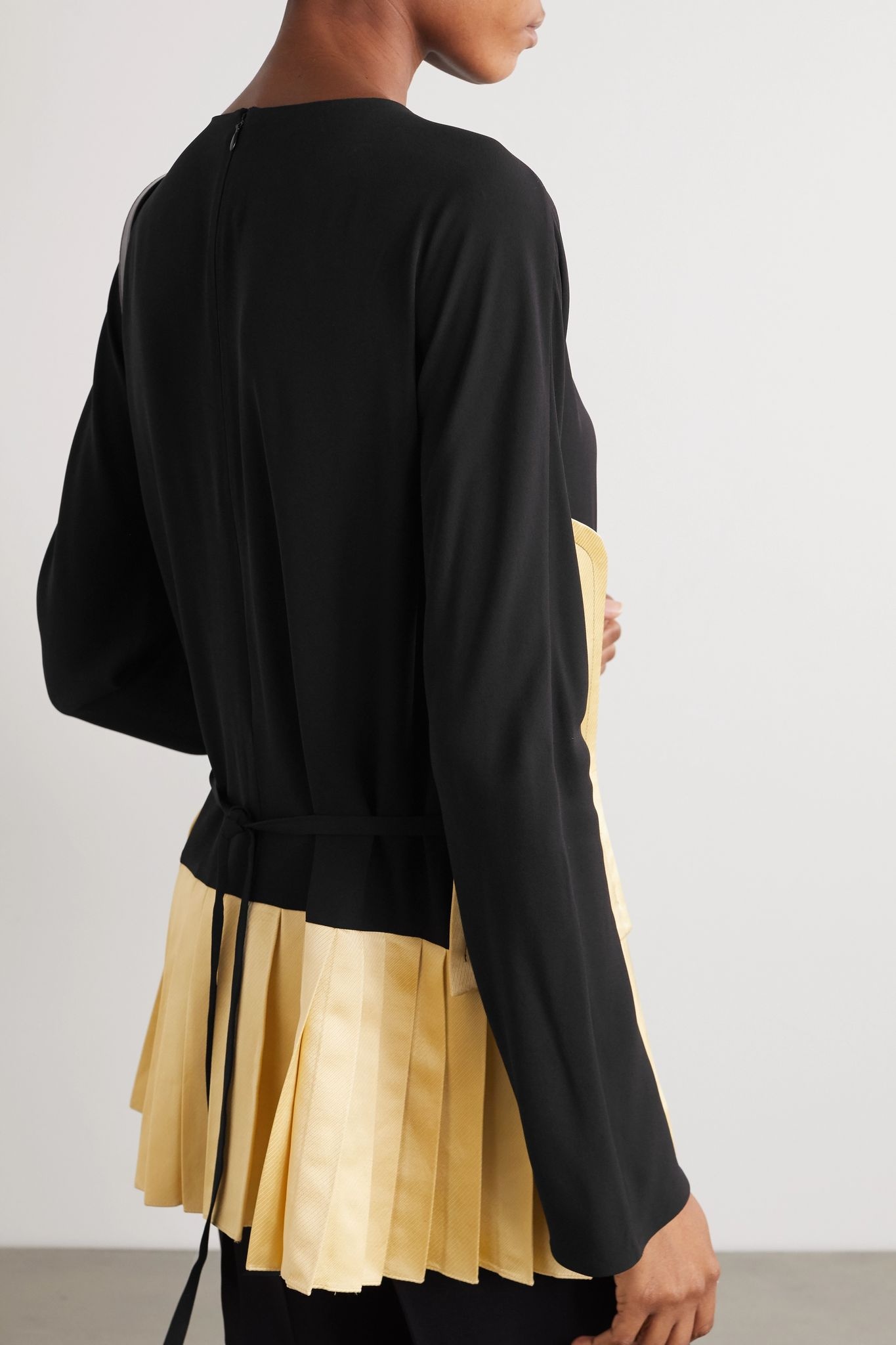 Pleated canvas and crepe blouse - 3