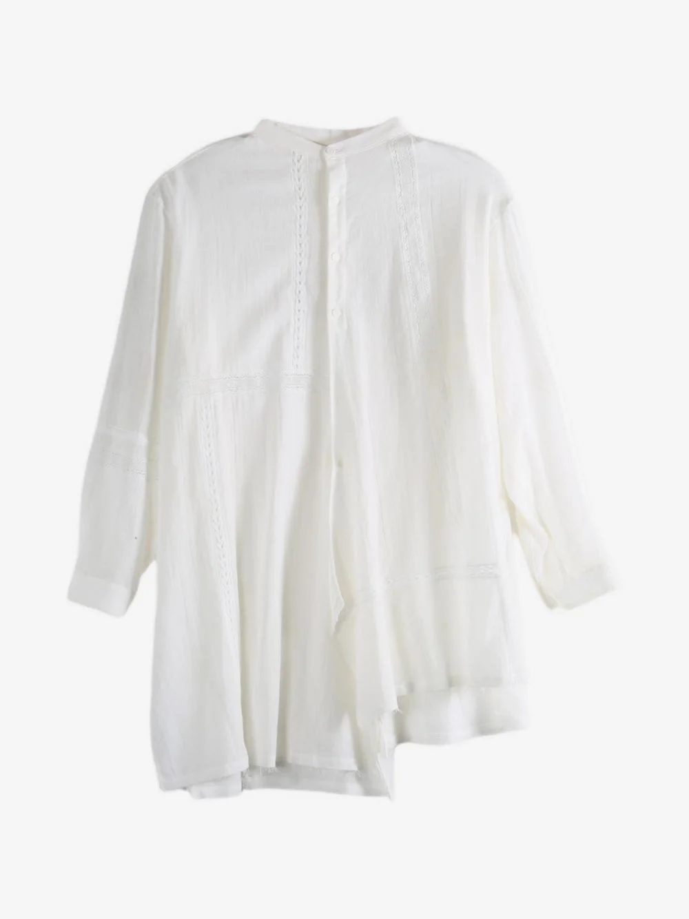 lace-trim asymmetric shirt - 1