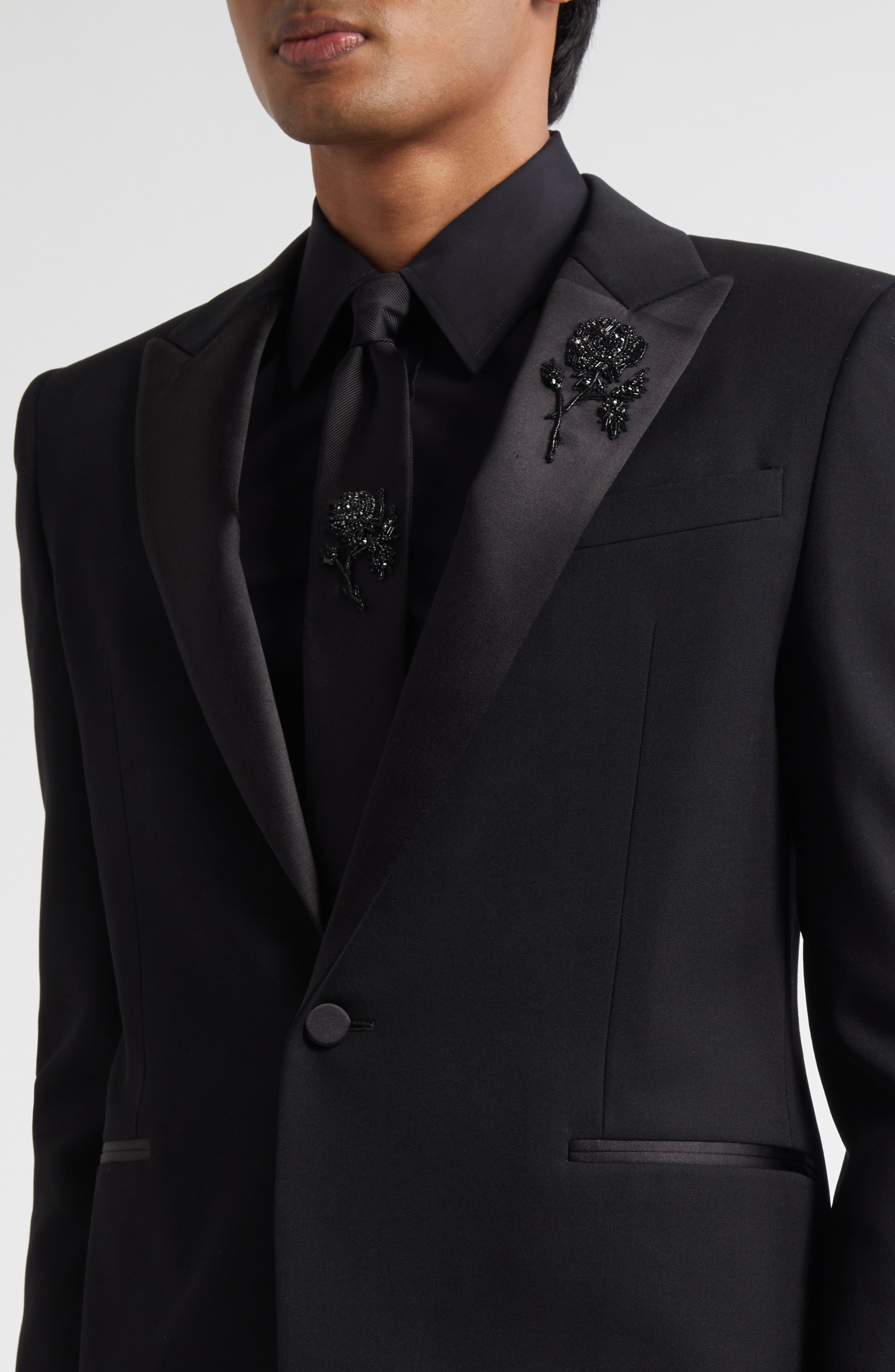McQueen Sailor Tattoo Rose Wool Dinner Jacket in Black at Nordstrom - 5