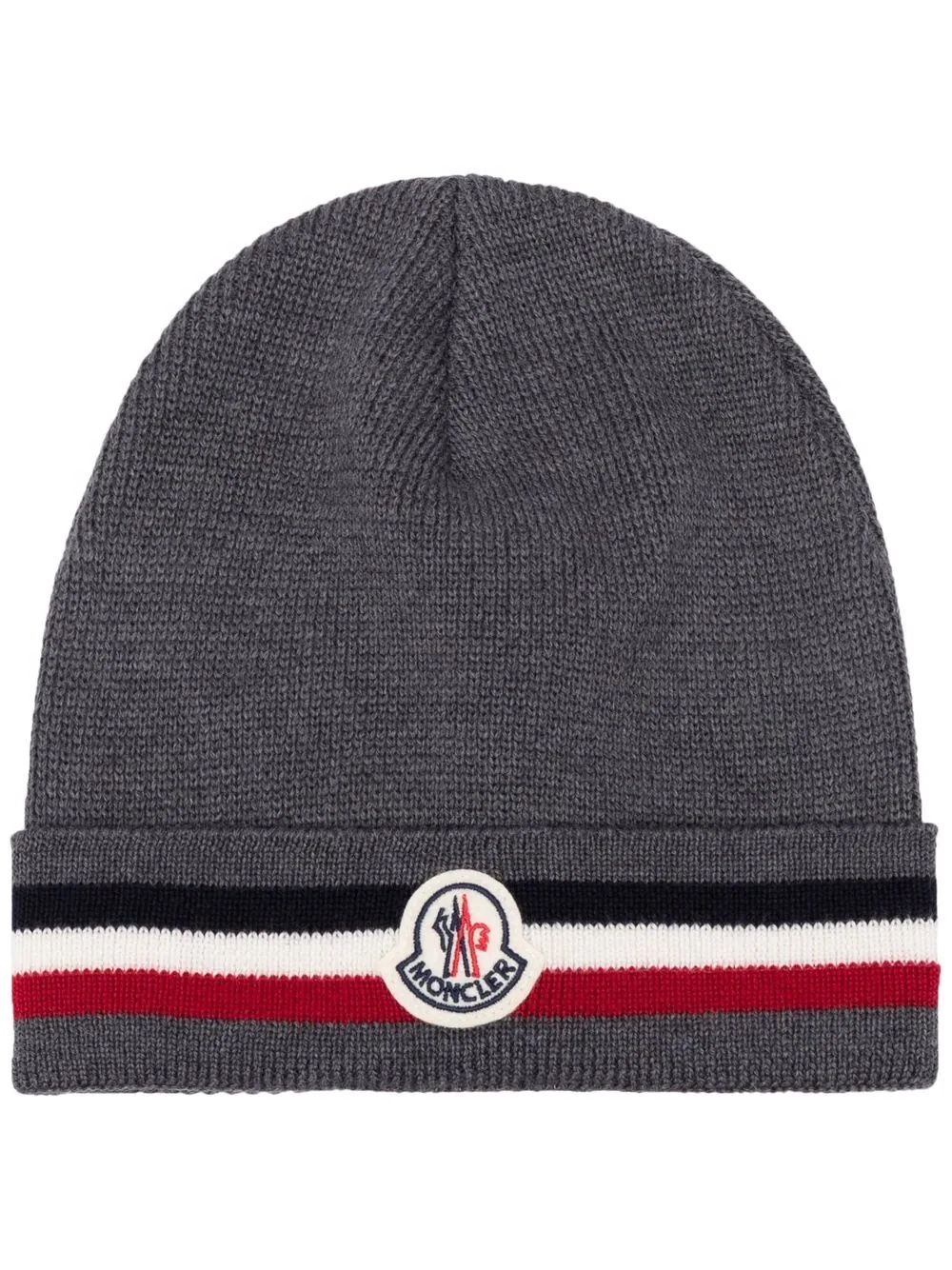 logo-patch knitted hat - 1