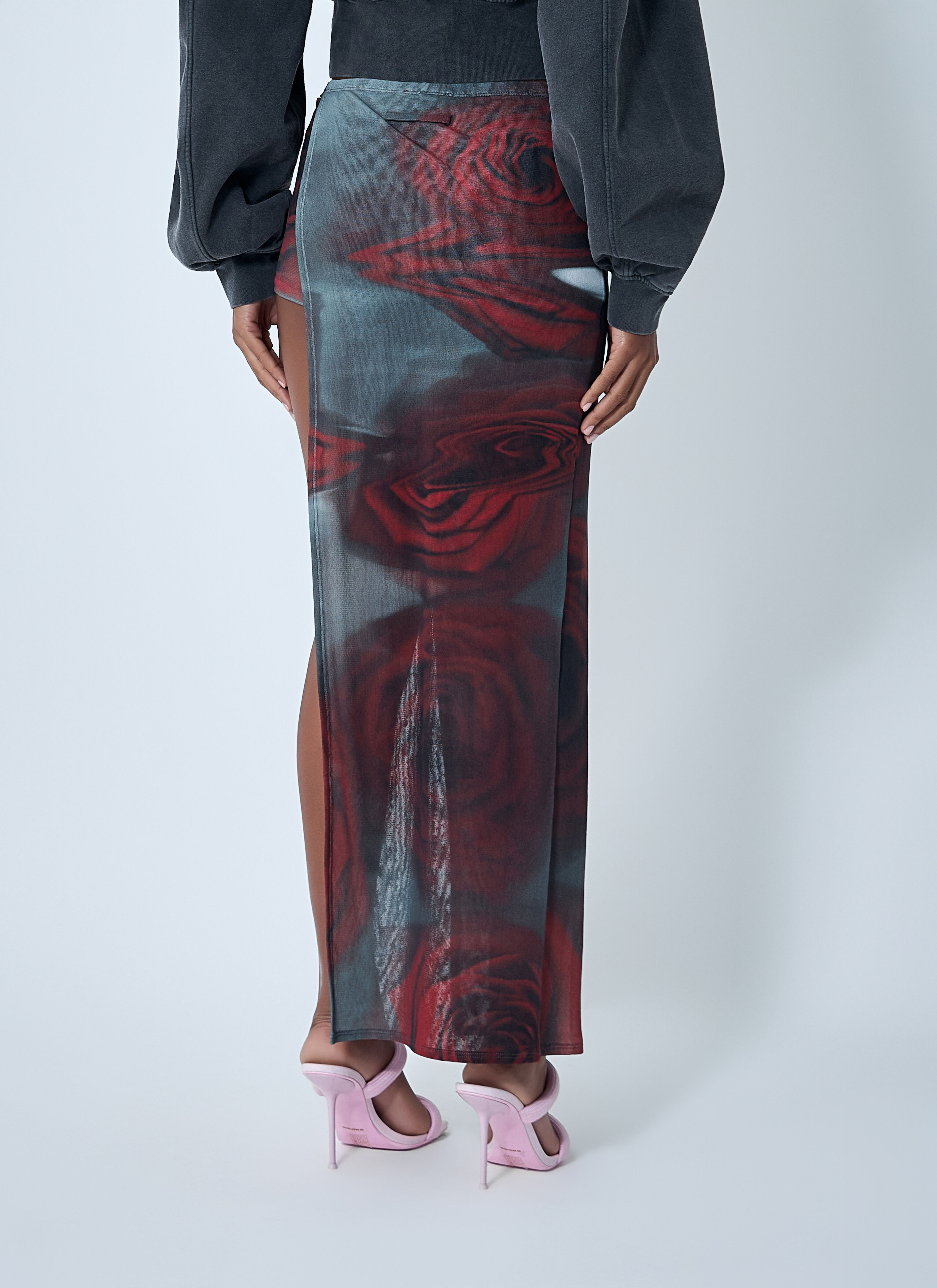 Blurry Roses Asymmetrical Mini-Skort - 4