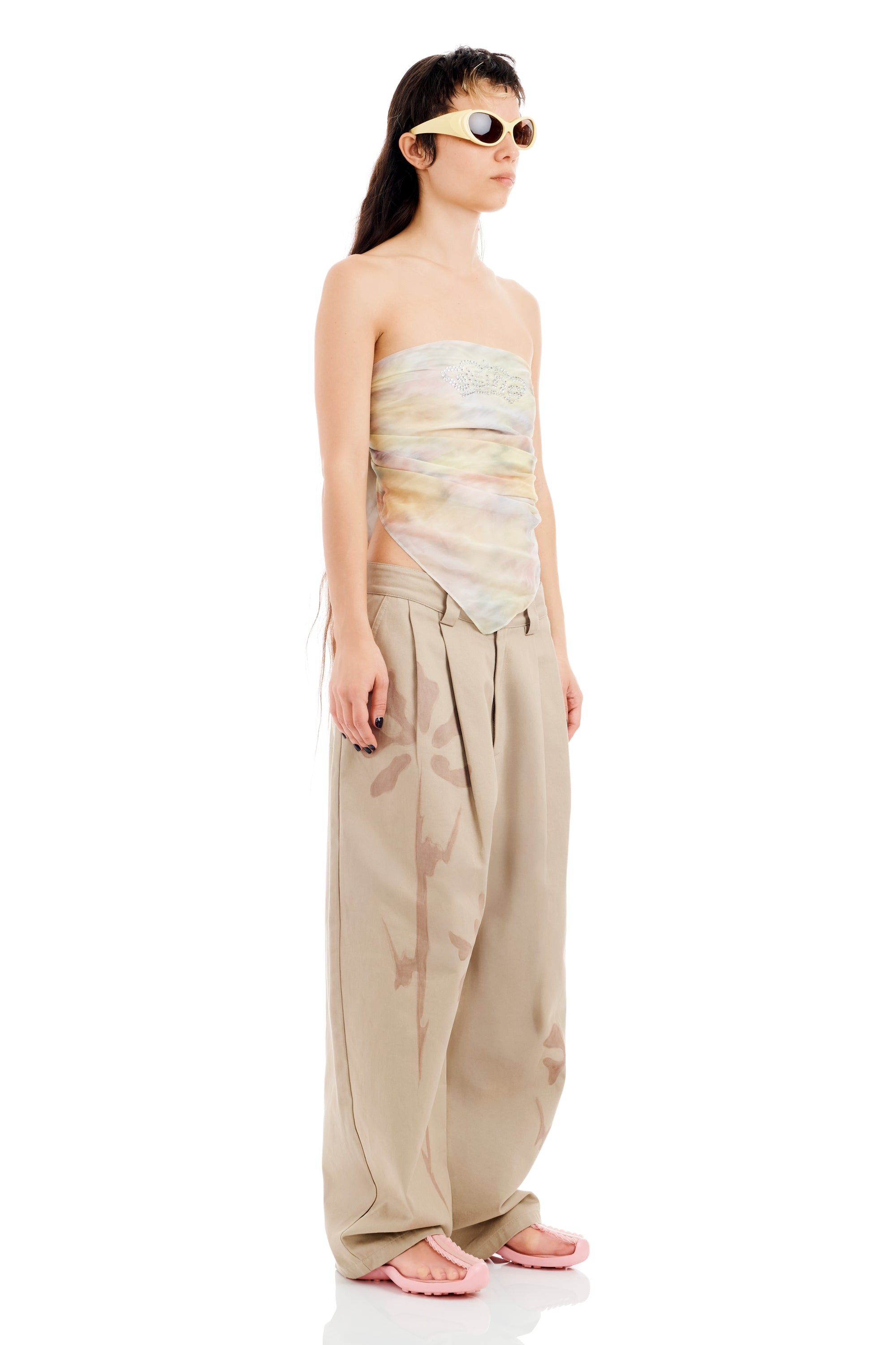 WASHED OCEAN FLOWERS PRINCESS FOULARD SCARF - 5