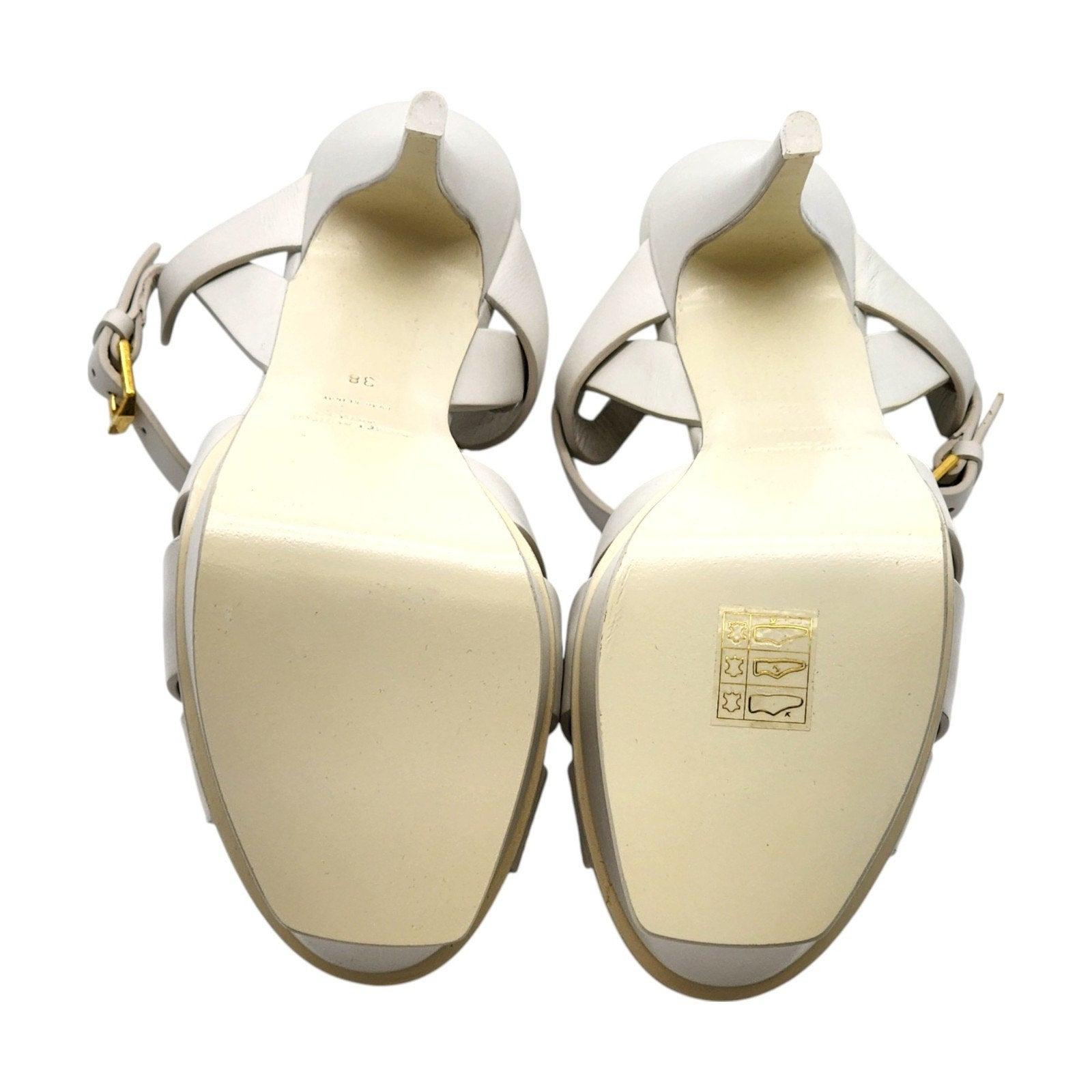 Saint Laurent Tribute Platform Leather Sandals Pumps White - 9