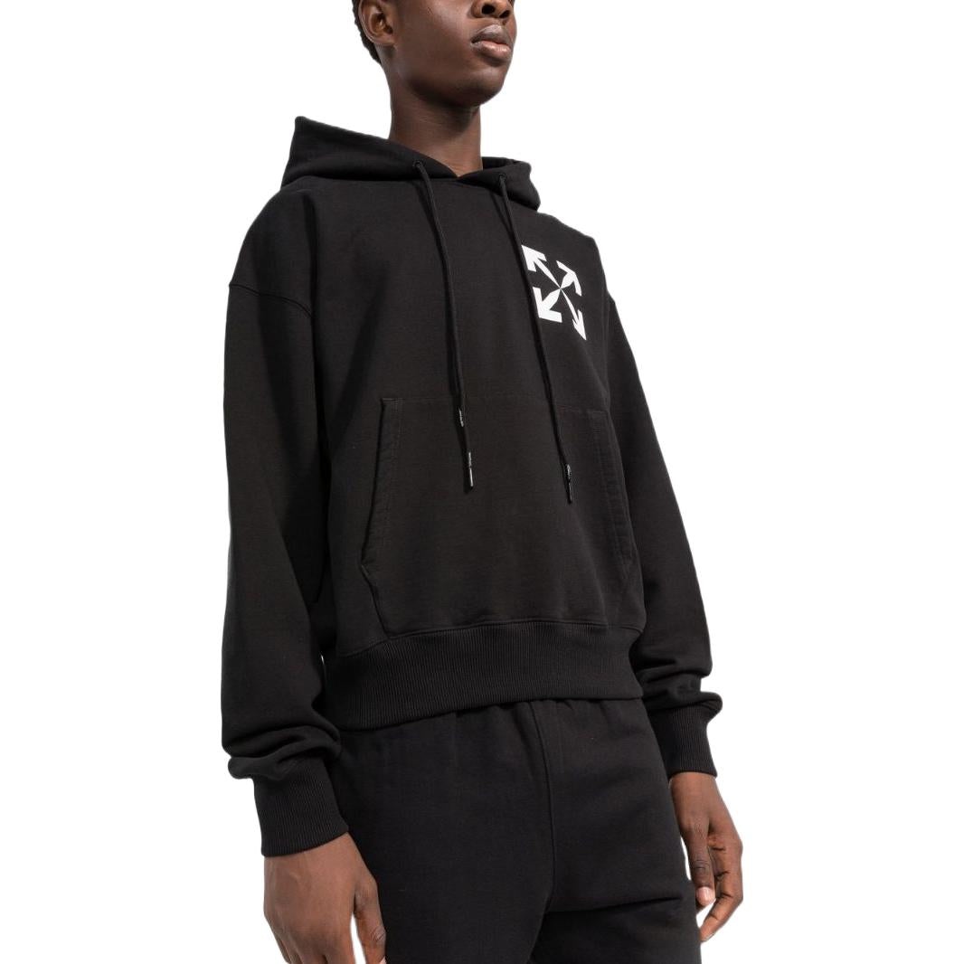 Off-White Arrows Logo-Print Cotton Hoodie 'Black' OMBB037C99FLE0081001 - 3