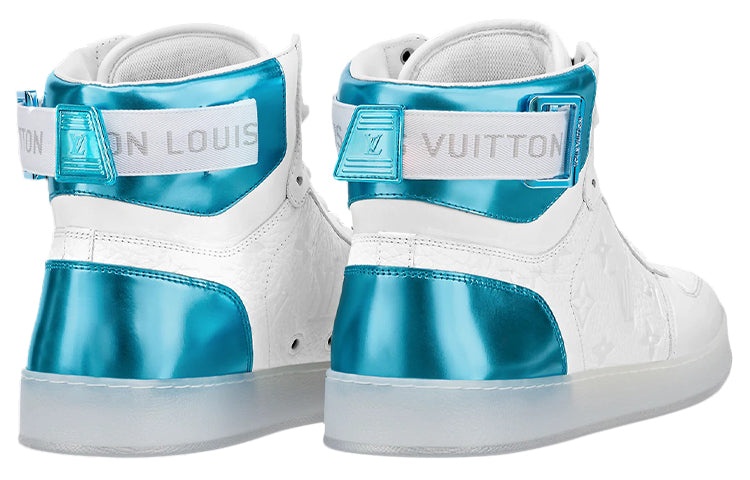 LOUIS VUITTON Rivoli Ankle Sneakers 'White Monogram with Metallic Blue' 1A8V8Q - 4