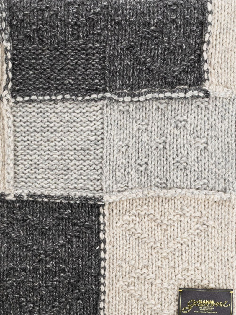 GANNI patchwork fringed scarf outlook