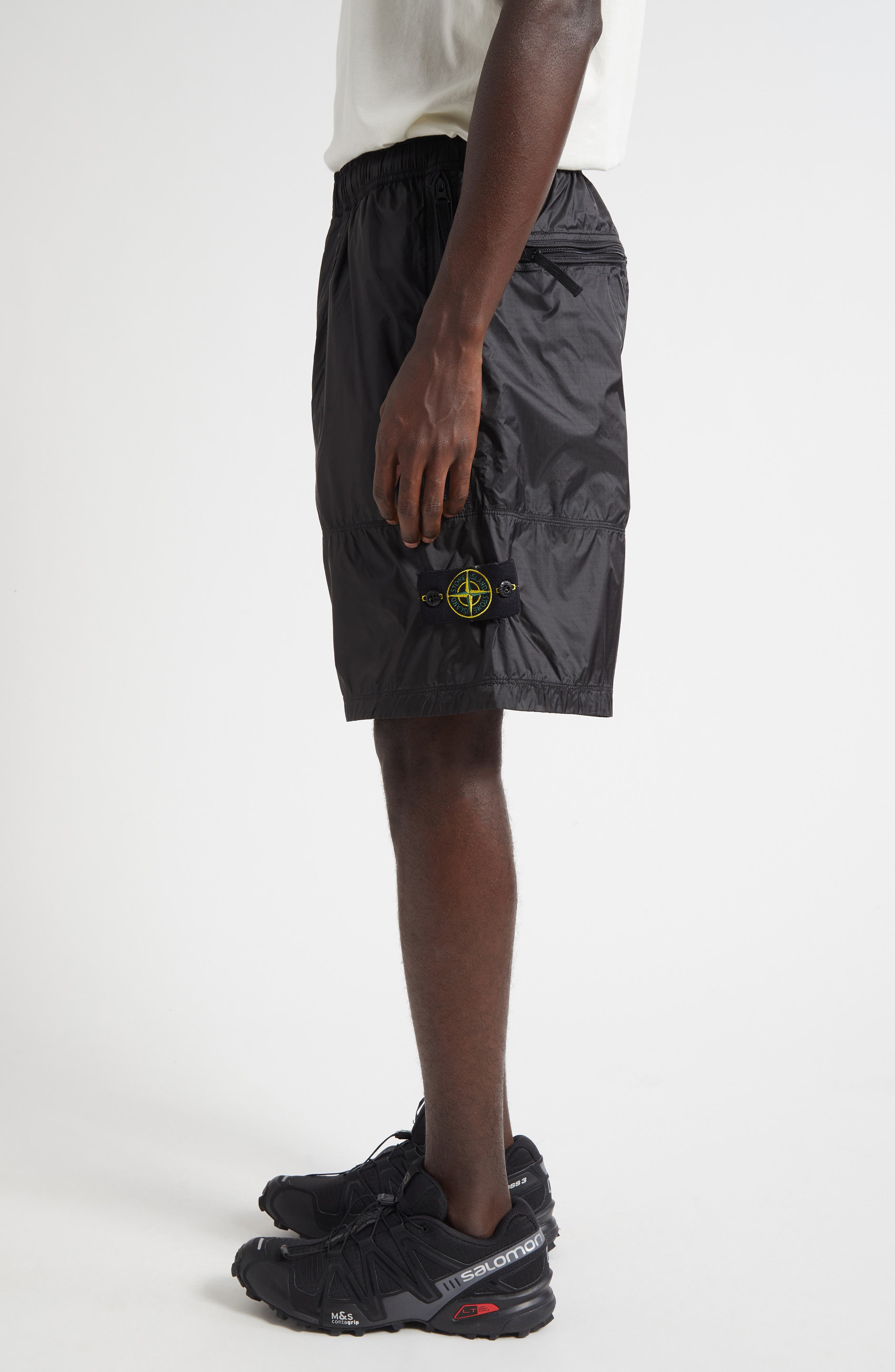 Stone Island Compass Badge Shorts in V0062 Lead Grey at Nordstrom - 4
