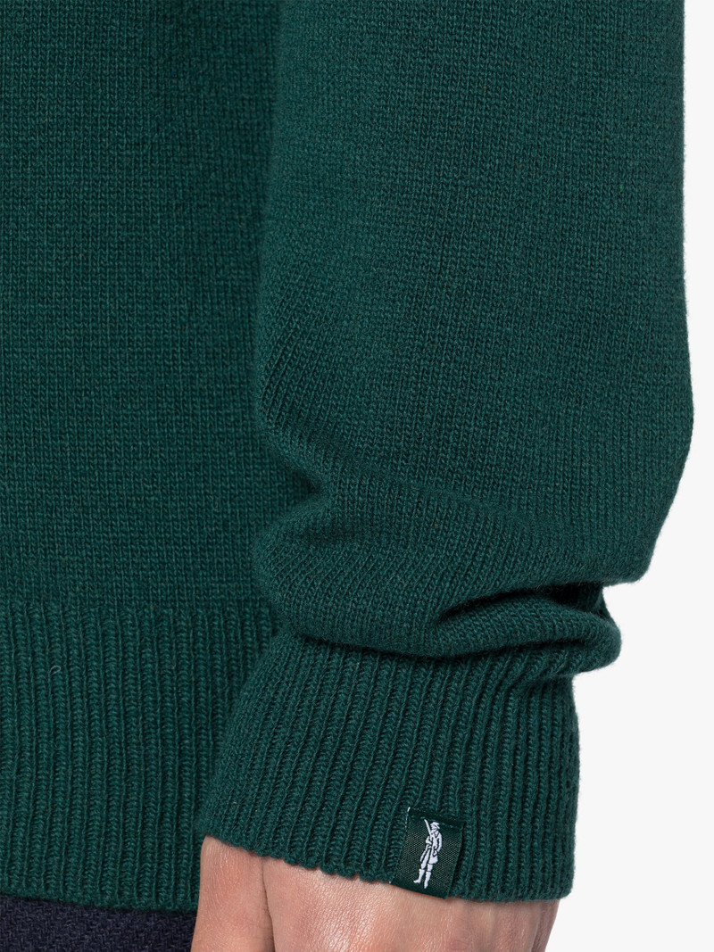 BOTTLE GREEN MERINO WOOL & CASHMERE LOGO CREWNECK SWEATER 6