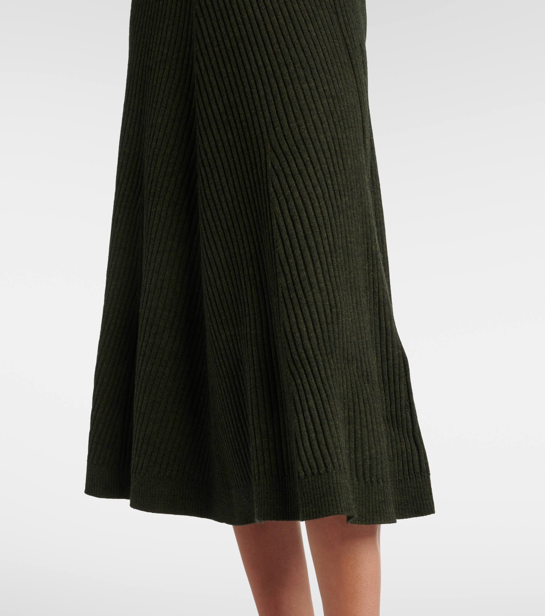 Ribbed-knit wool midi skirt - 5
