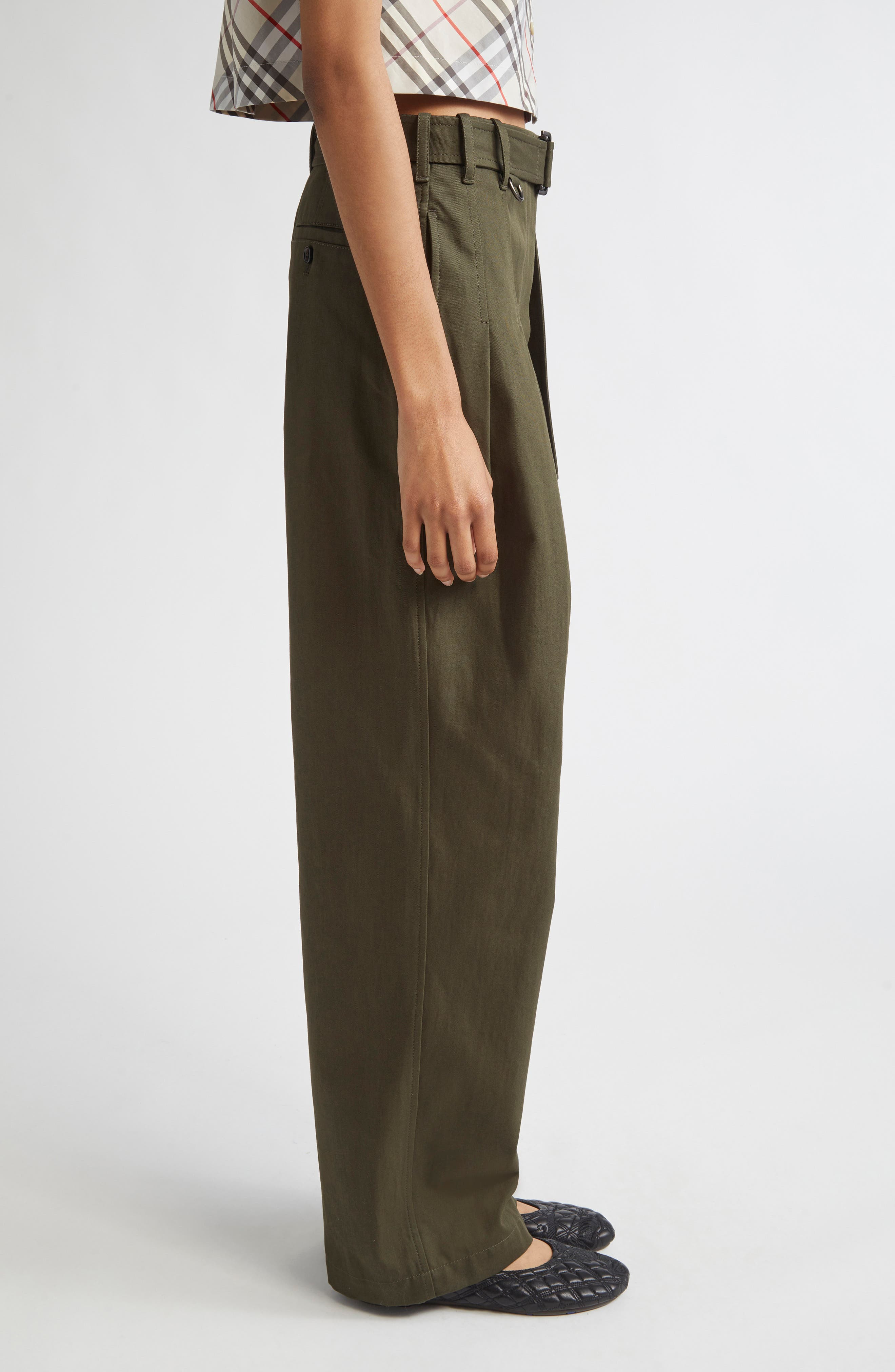 burberry Cotton Gabardine Belted Pants in Shale at Nordstrom - 4